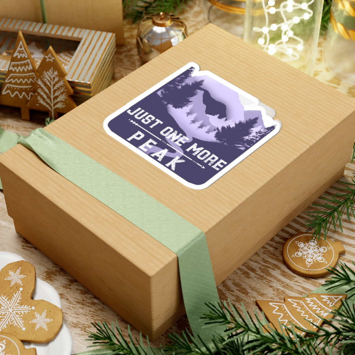 Just One More Peak Sticker — Hiking Mountain Kiss-Cut Decal