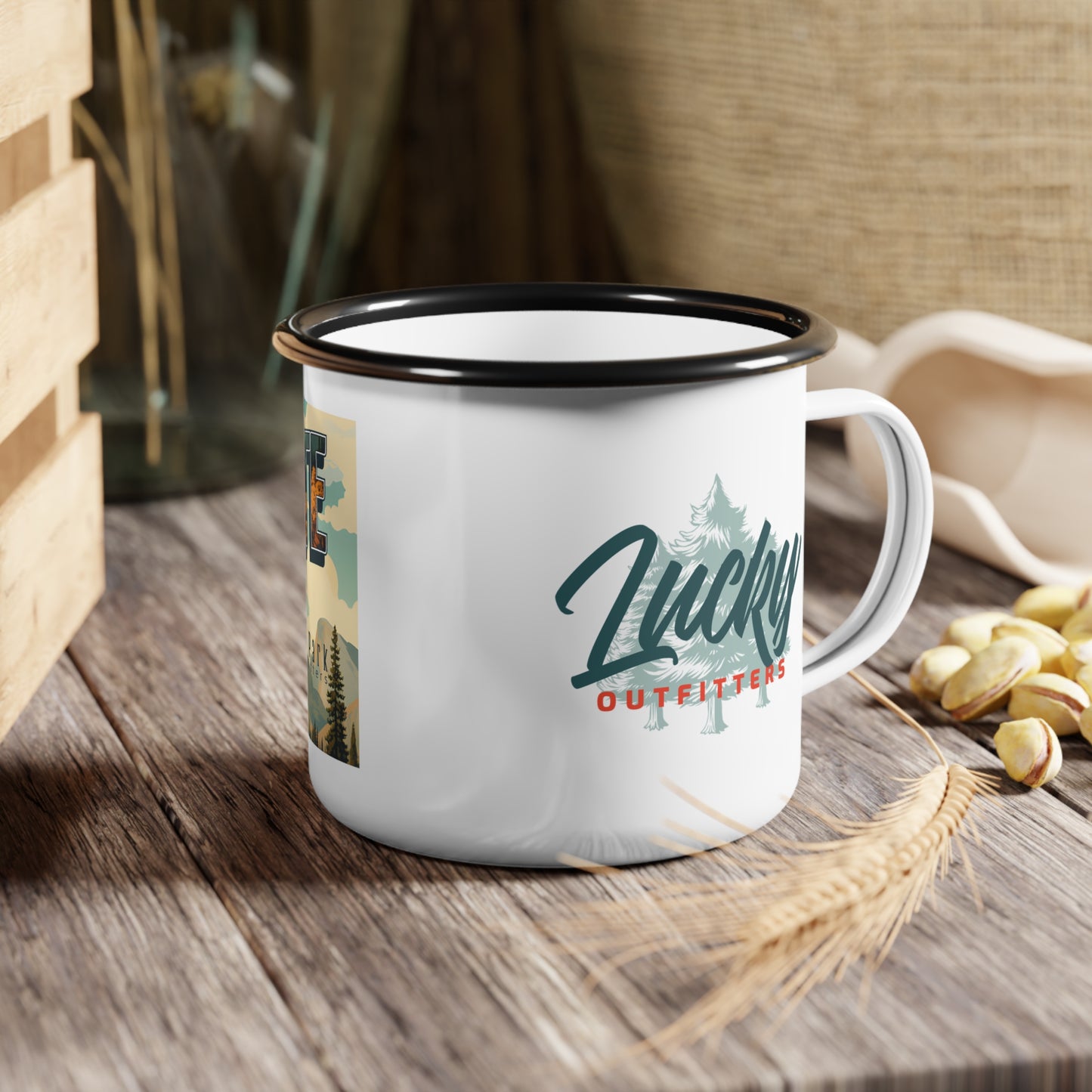 Got Lucky in Yosemite Enamel Camp Cup – Vintage National Park Travel Mug