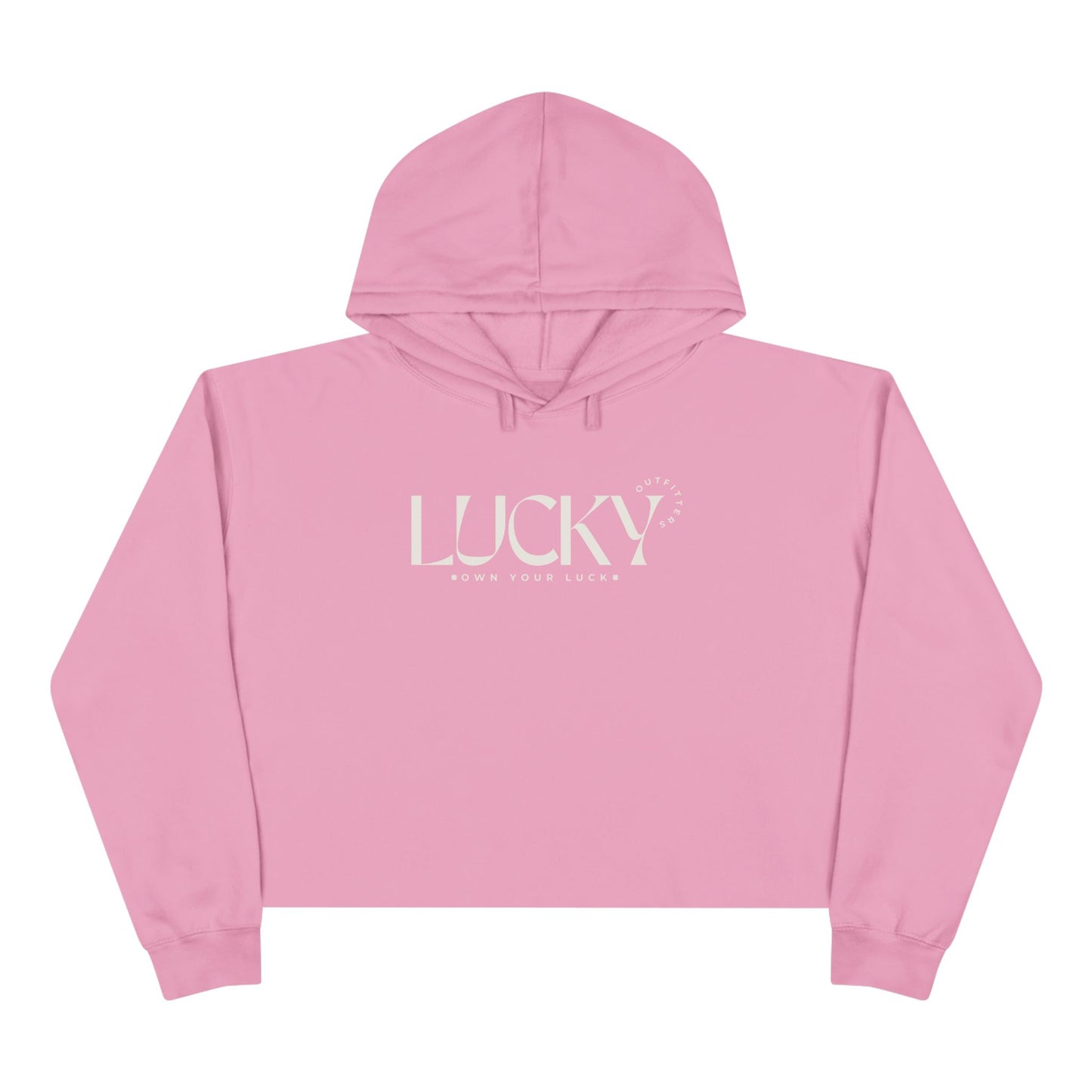 Women's Lucky Outfitters Crop Hoodie — ‘Off White Logo