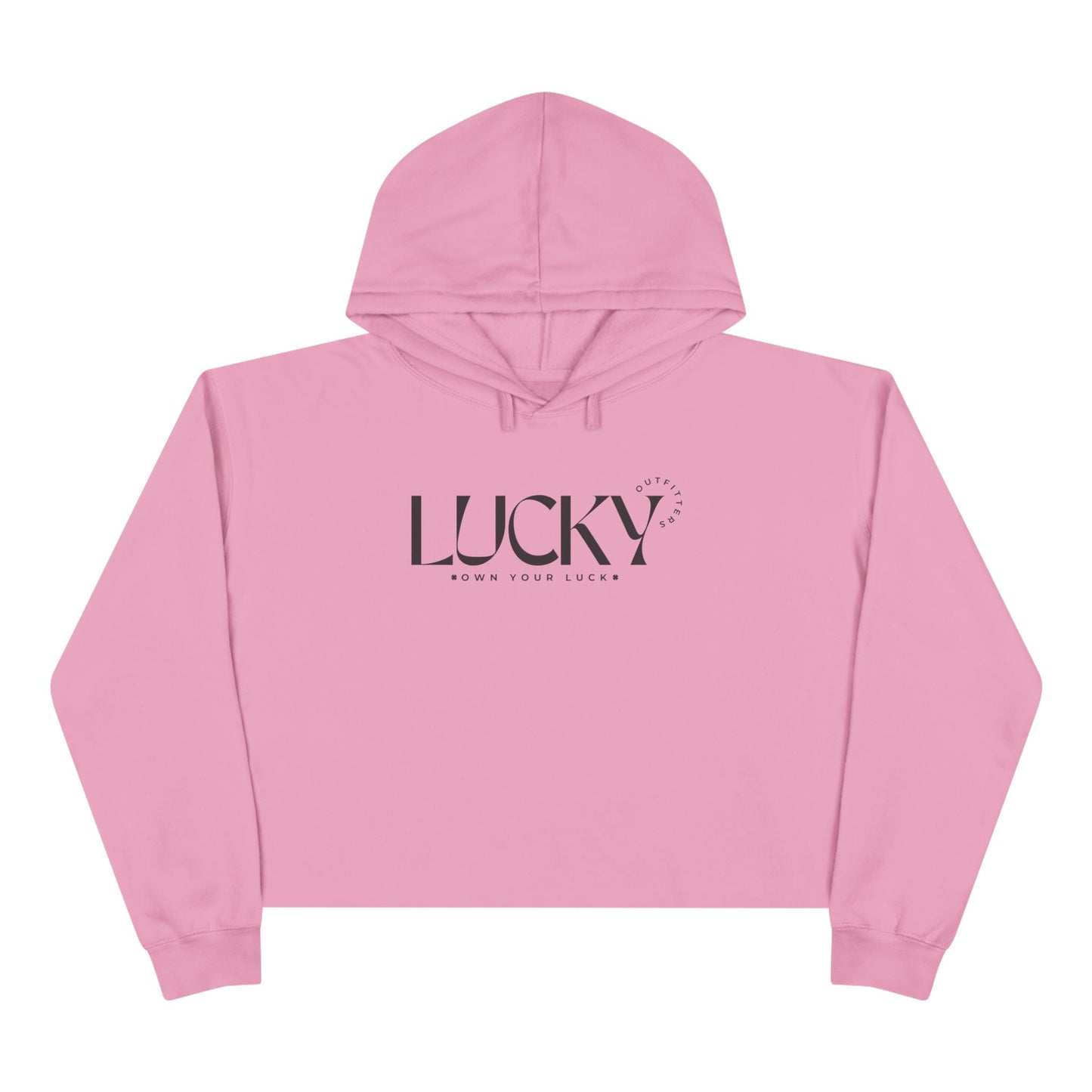 Women's Lucky Outfitters Crop Hoodie — Black logo