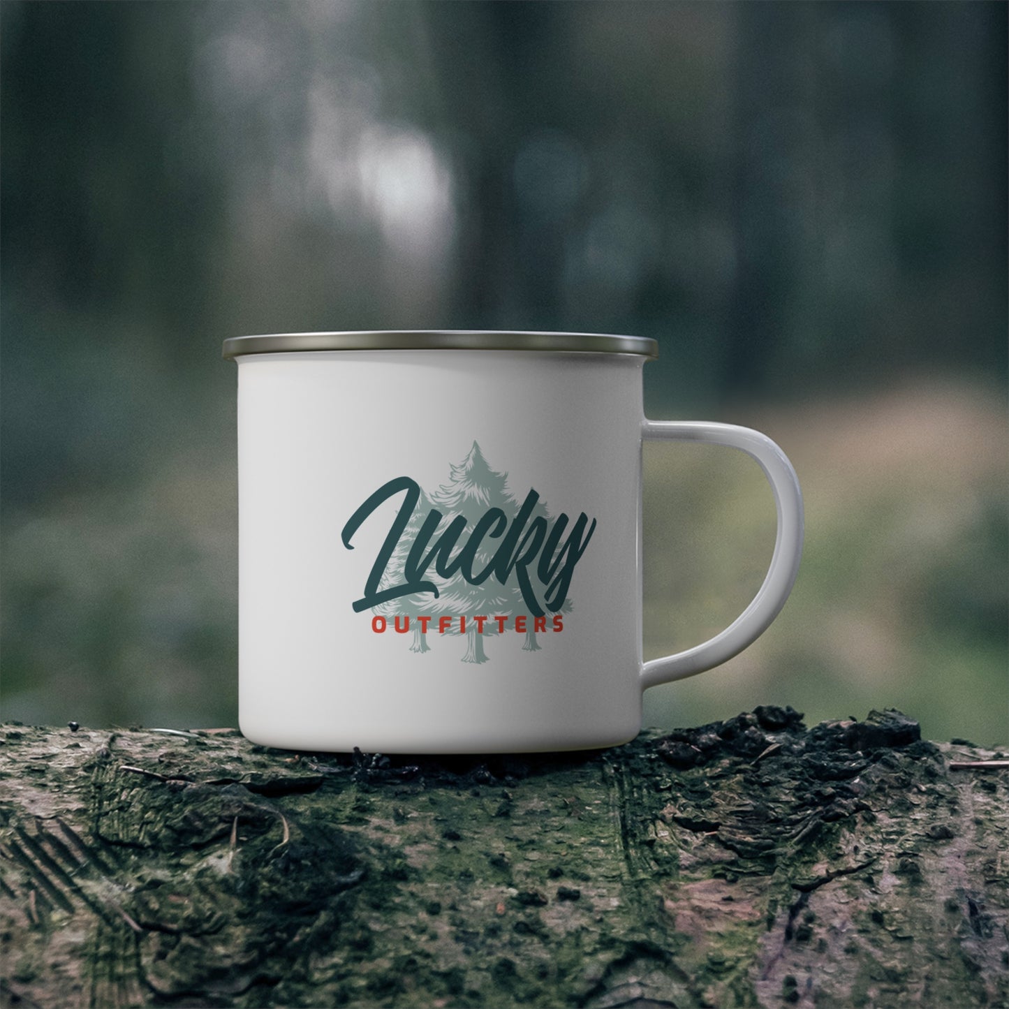 Rocky Mountain / Continental Divide Lucky Outfitters Enamel Camping Mug — Retro Mountain Travel Campfire Mug