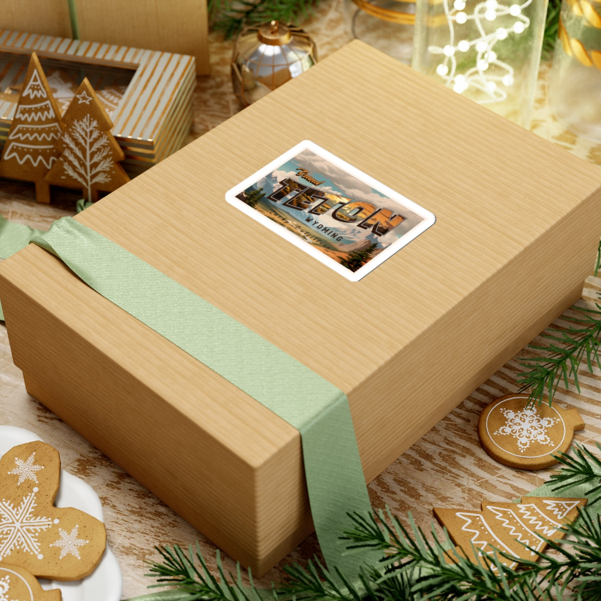 Grand Teton Wyoming Vintage Travel Sticker — Kiss-Cut Scenic Decal