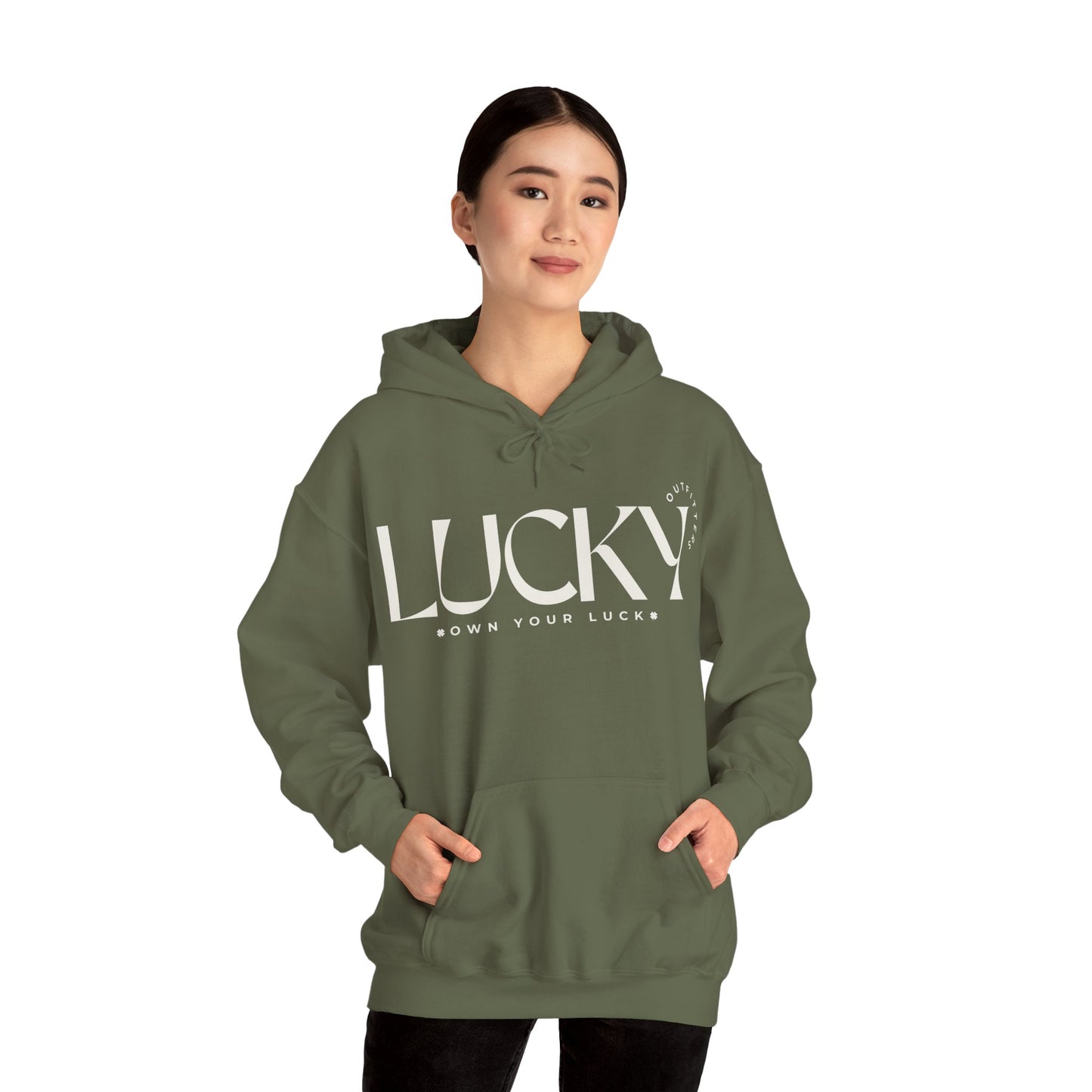 Women's Lucky Hoodie(Unisex Sizing) - LUCKY OUTFITTERS Off White Graphic Unisex Pullover