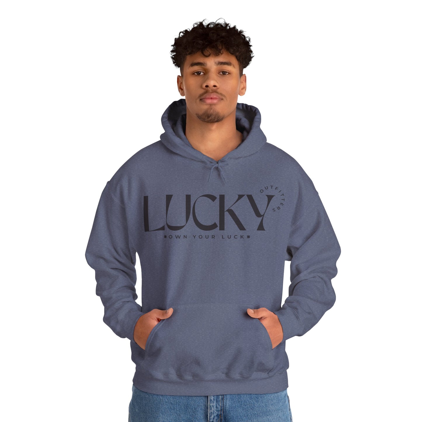 Men's Lucky Hoodie - LUCKY OUTFITTERS Dark Gray Graphic Unisex Pullover