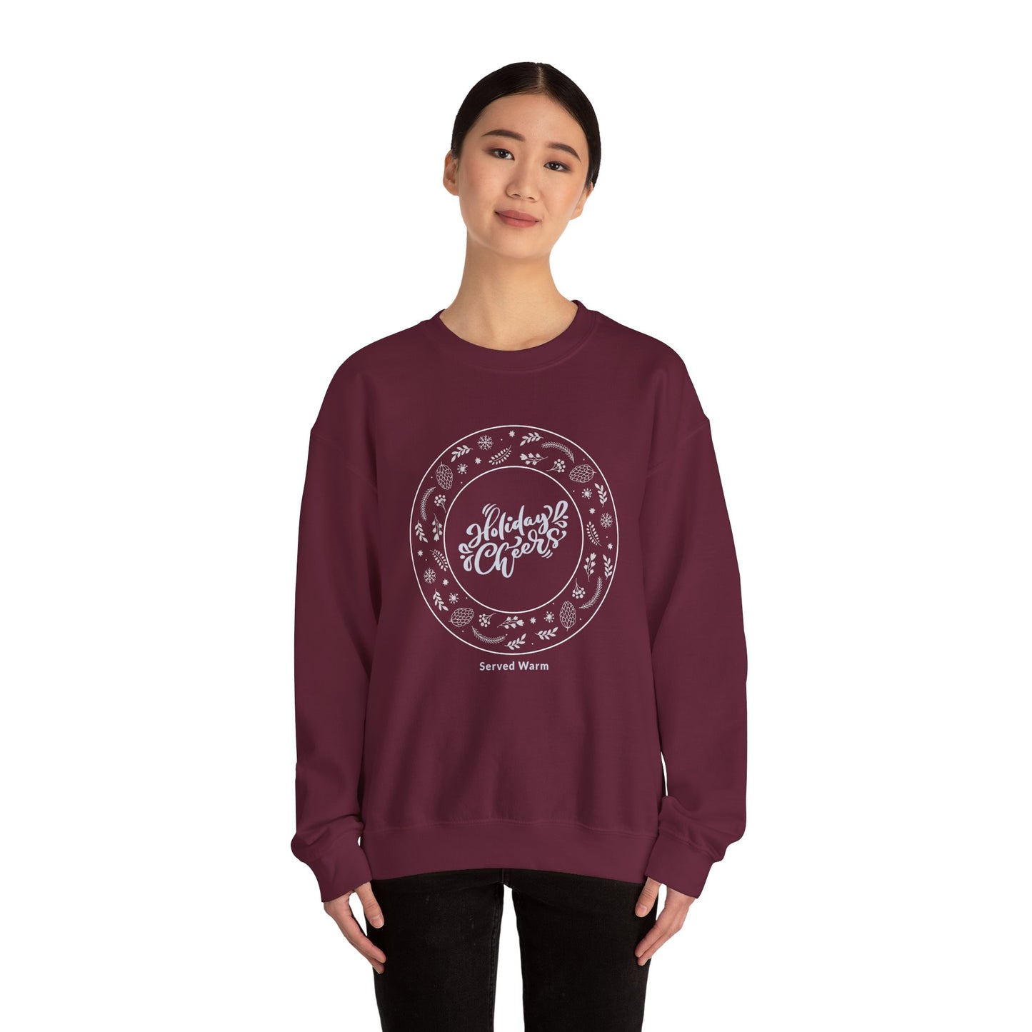 Holiday Cheers Wreath Graphic (Unisex Sizing) — Crewneck Sweatshirt