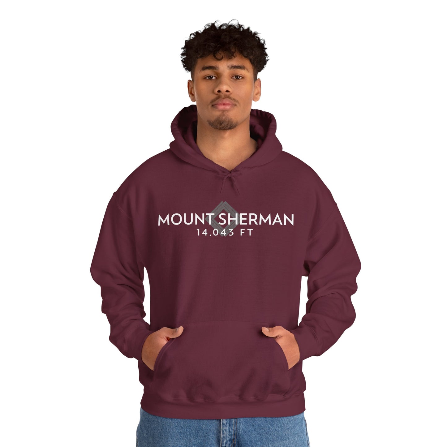 Men's Mount Sherman 14,043 ft Summit Hoodie - 14ER SUMMIT SERIES - Souvenir Pullover by Lucky Outfitters