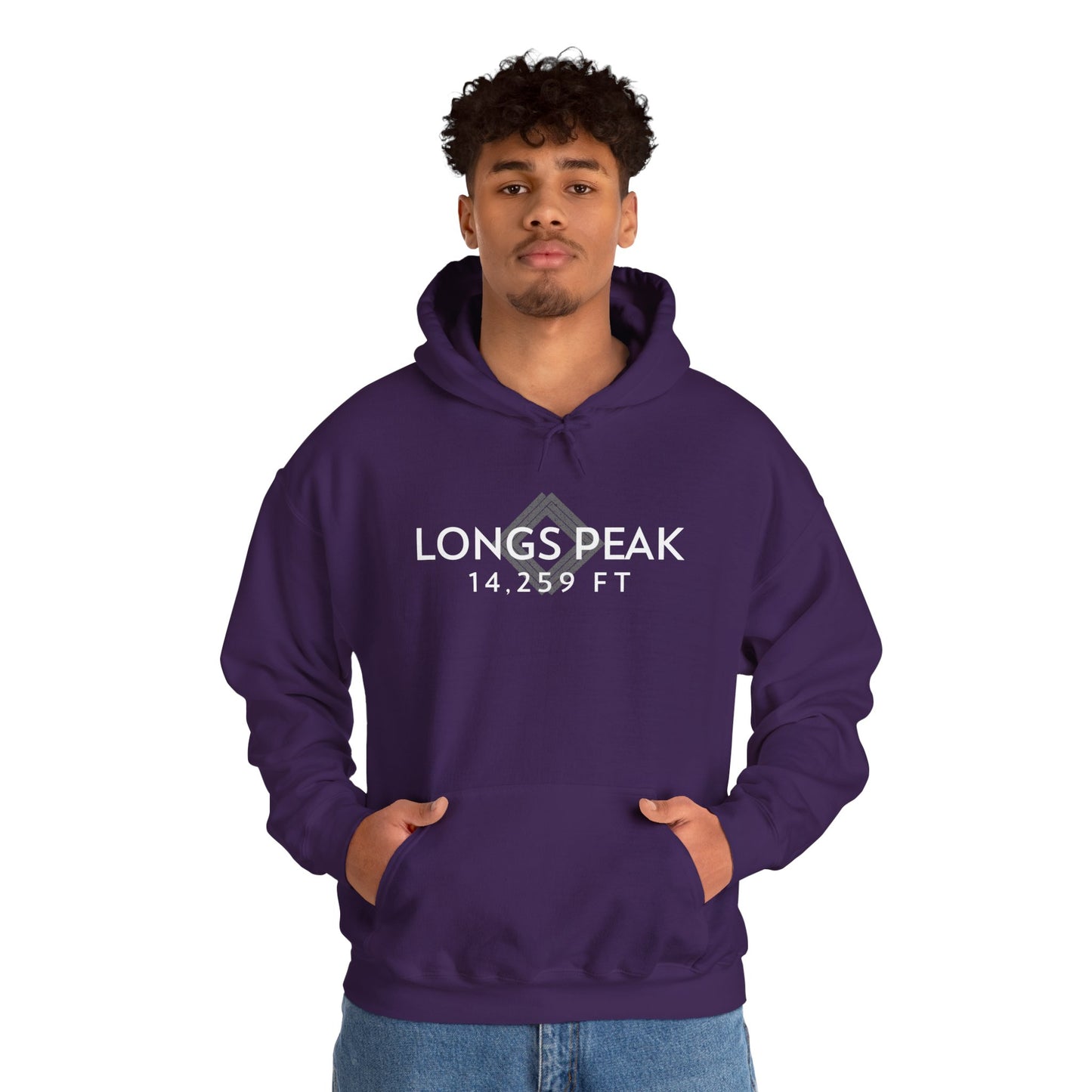 Men's Longs Peak 14,259 ft Summit Hoodie - 14ER SUMMIT SERIES - Souvenir Pullover by Lucky Outfitters
