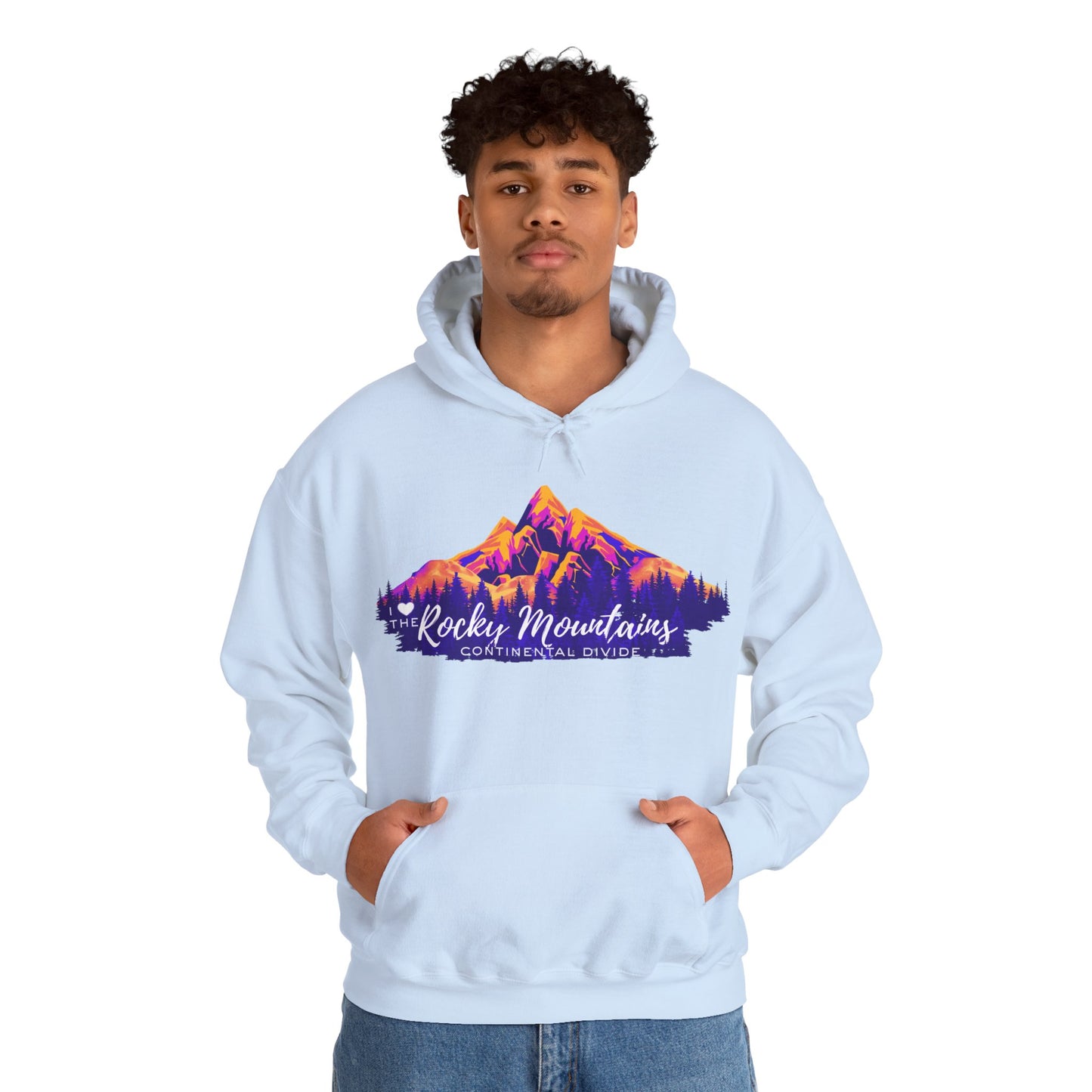 Men's “I Love the Rocky Mountains” Hoodie  — Scenic Mountain Graphic Pullover