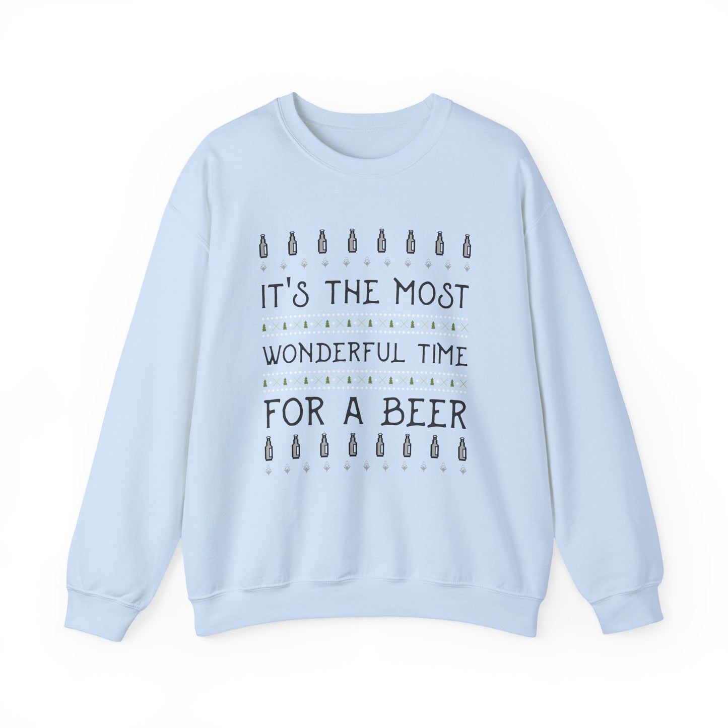 Beer Holiday Sweatshirt (Unisex Sizing) — "It's the Most Wonderful Time for a Beer" Cozy Crewneck