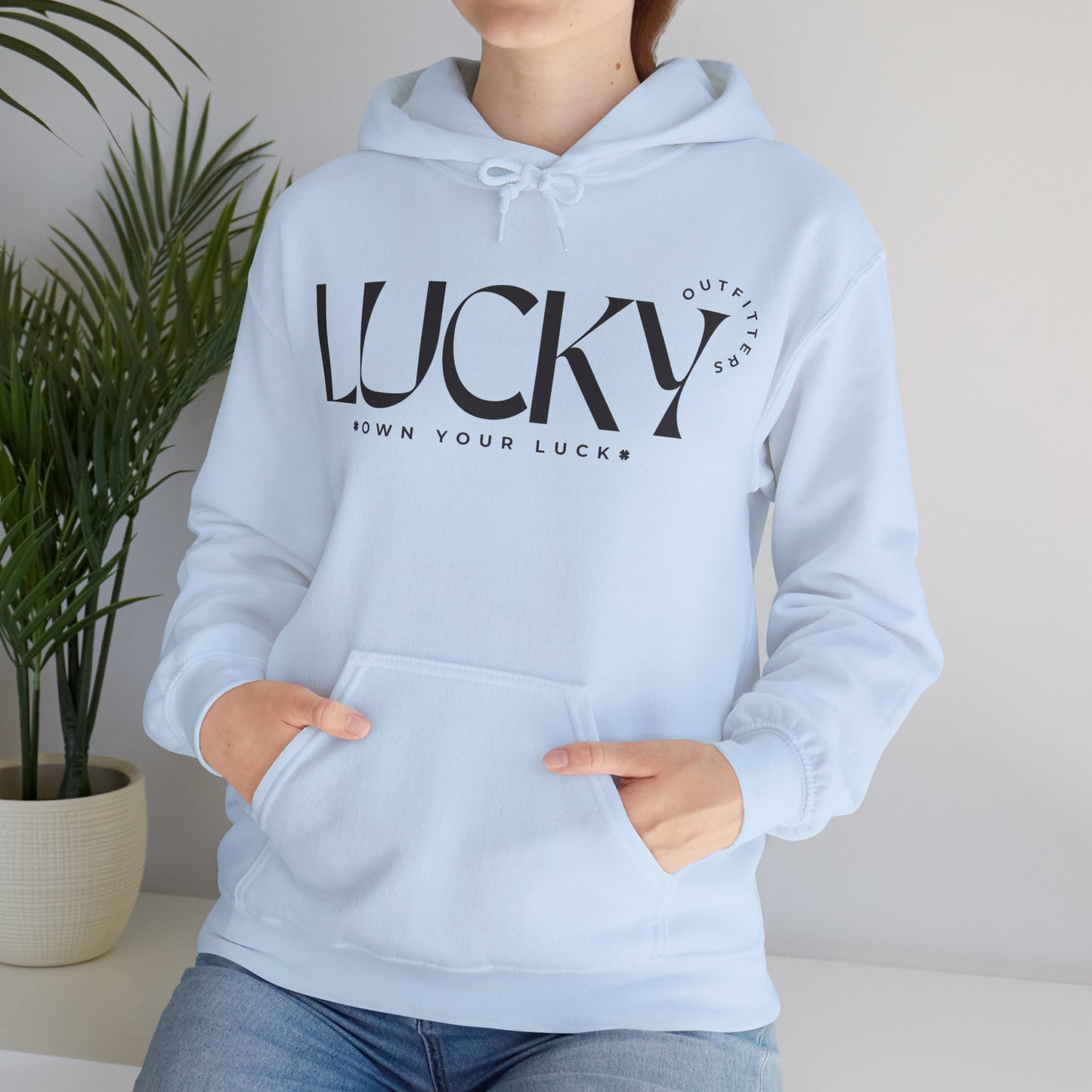 Women's Lucky Hoodie (Unisex Sizing) - LUCKY OUTFITTERS Dark Gray Graphic Pullover