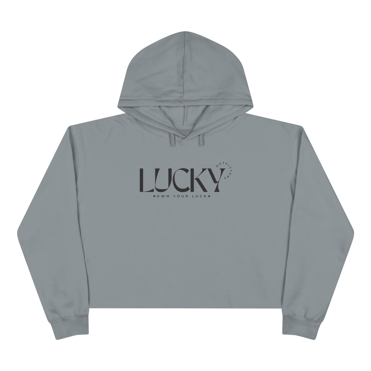 Women's Lucky Outfitters Crop Hoodie — Black logo