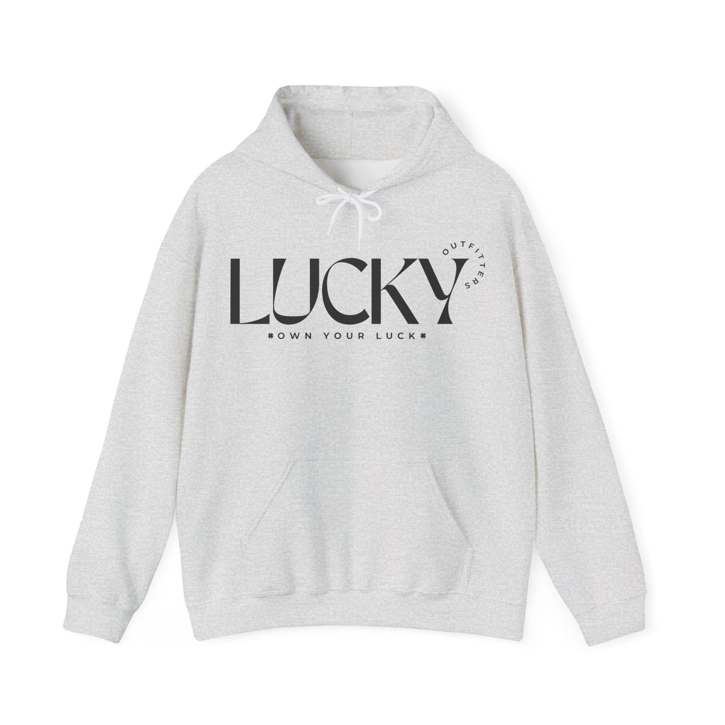 Women's Lucky Hoodie (Unisex Sizing) - LUCKY OUTFITTERS Dark Gray Graphic Pullover