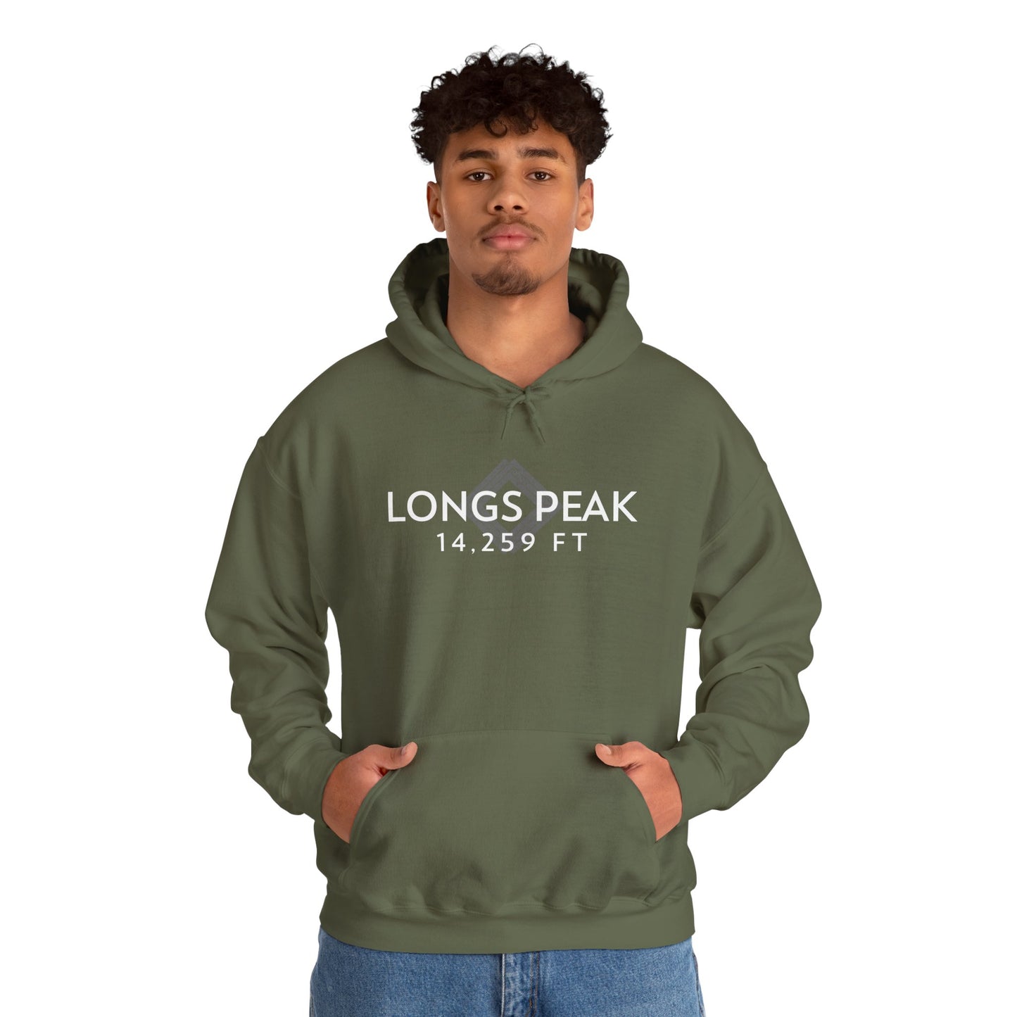 Men's Longs Peak 14,259 ft Summit Hoodie - 14ER SUMMIT SERIES - Souvenir Pullover by Lucky Outfitters