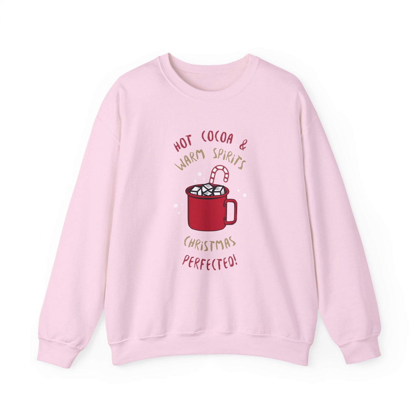 Christmas Hot Cocoa Sweatshirt (Unisex Sizing) — "Hot Cocoa & Warm Spirits, Christmas Perfection" Cozy Holiday Crewneck