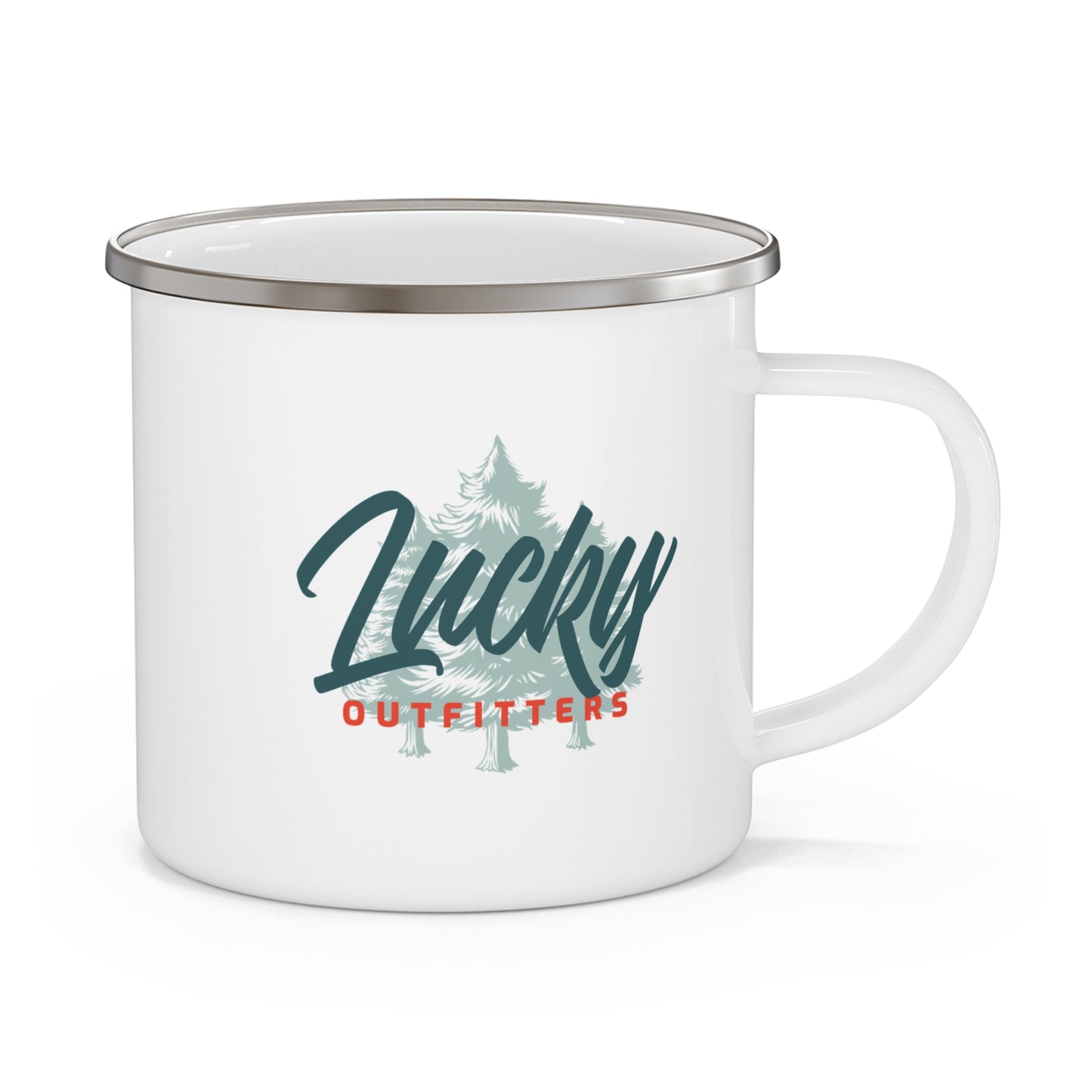Got Lucky in Yosemite Enamel Camping Mug — 'Lucky Outfitters' Retro Outdoor Travel Cup