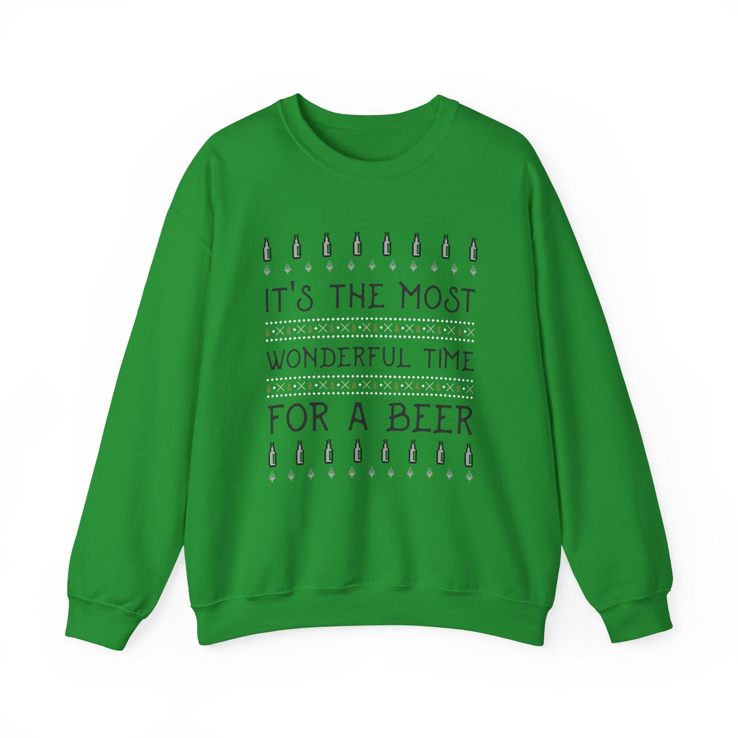 Beer Holiday Sweatshirt (Unisex Sizing) — "It's the Most Wonderful Time for a Beer" Cozy Crewneck