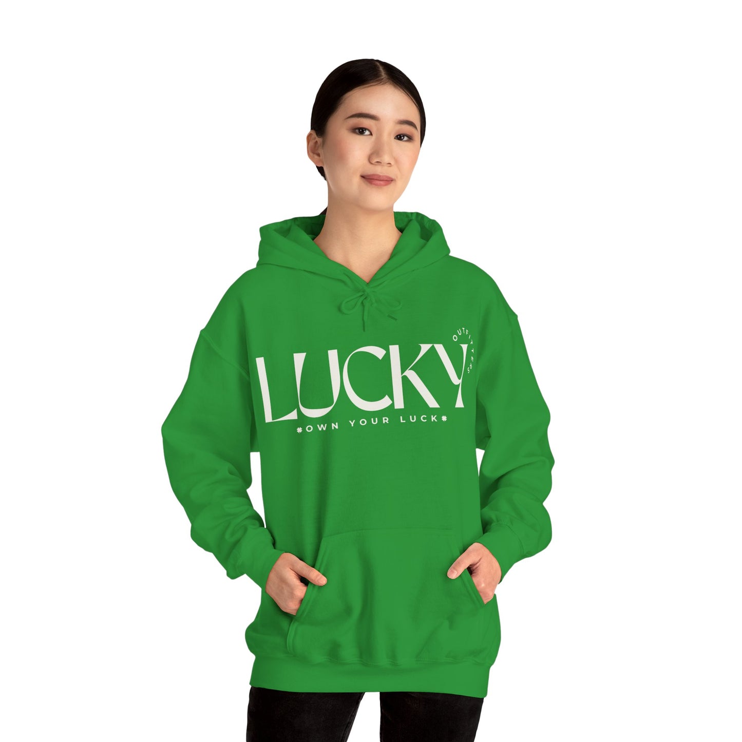 Women's Lucky Hoodie(Unisex Sizing) - LUCKY OUTFITTERS Off White Graphic Unisex Pullover