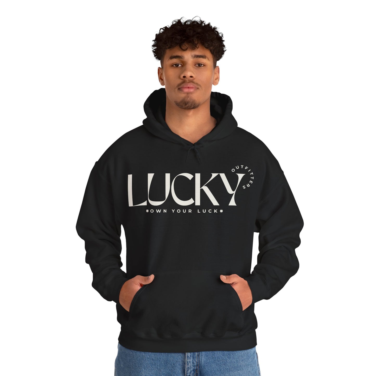 Men's Lucky Hoodie - LUCKY Outfitters Off White Graphic Unisex Pullover
