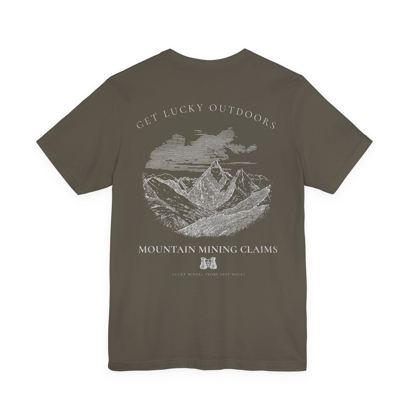 Get Lucky Outdoors Unisex Vintage Mountain Tee — "Lucky Miners Probe Deep Holes"