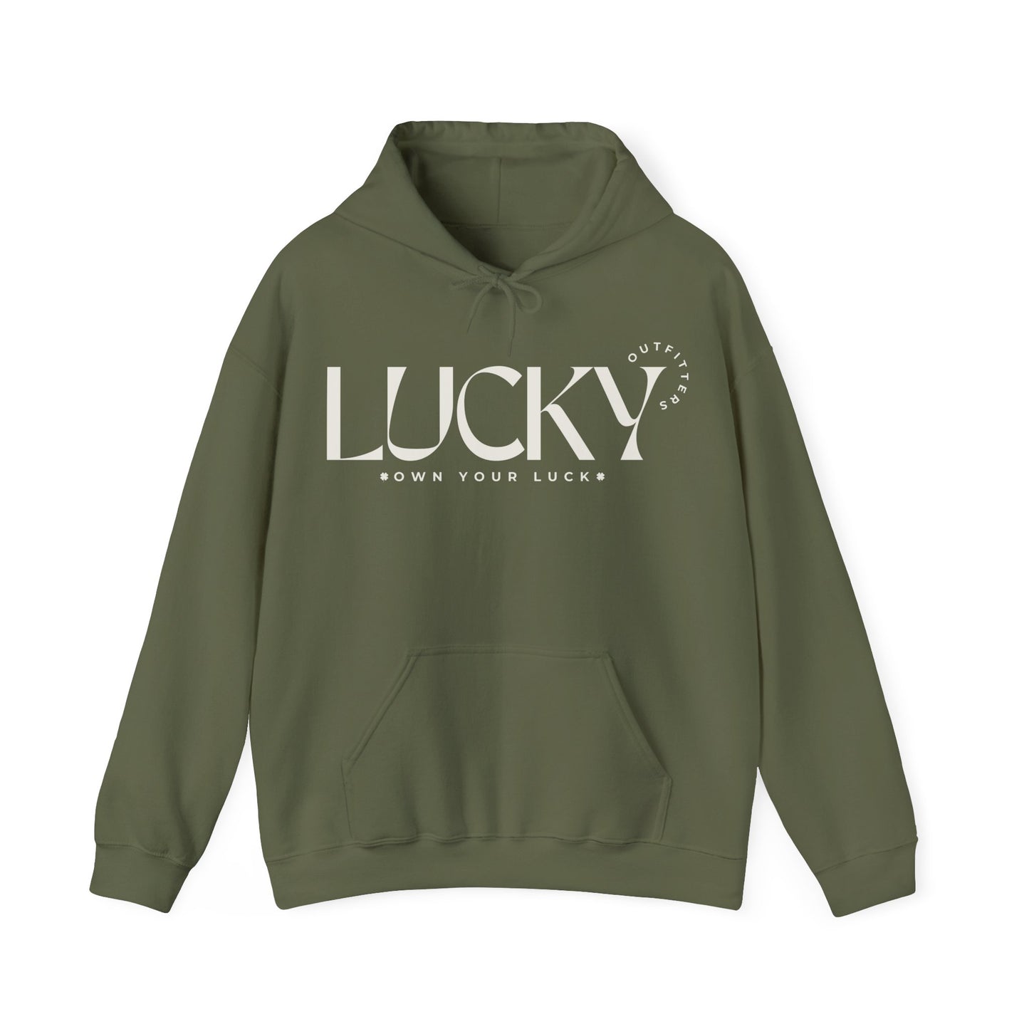 Women's Lucky Hoodie(Unisex Sizing) - LUCKY OUTFITTERS Off White Graphic Unisex Pullover
