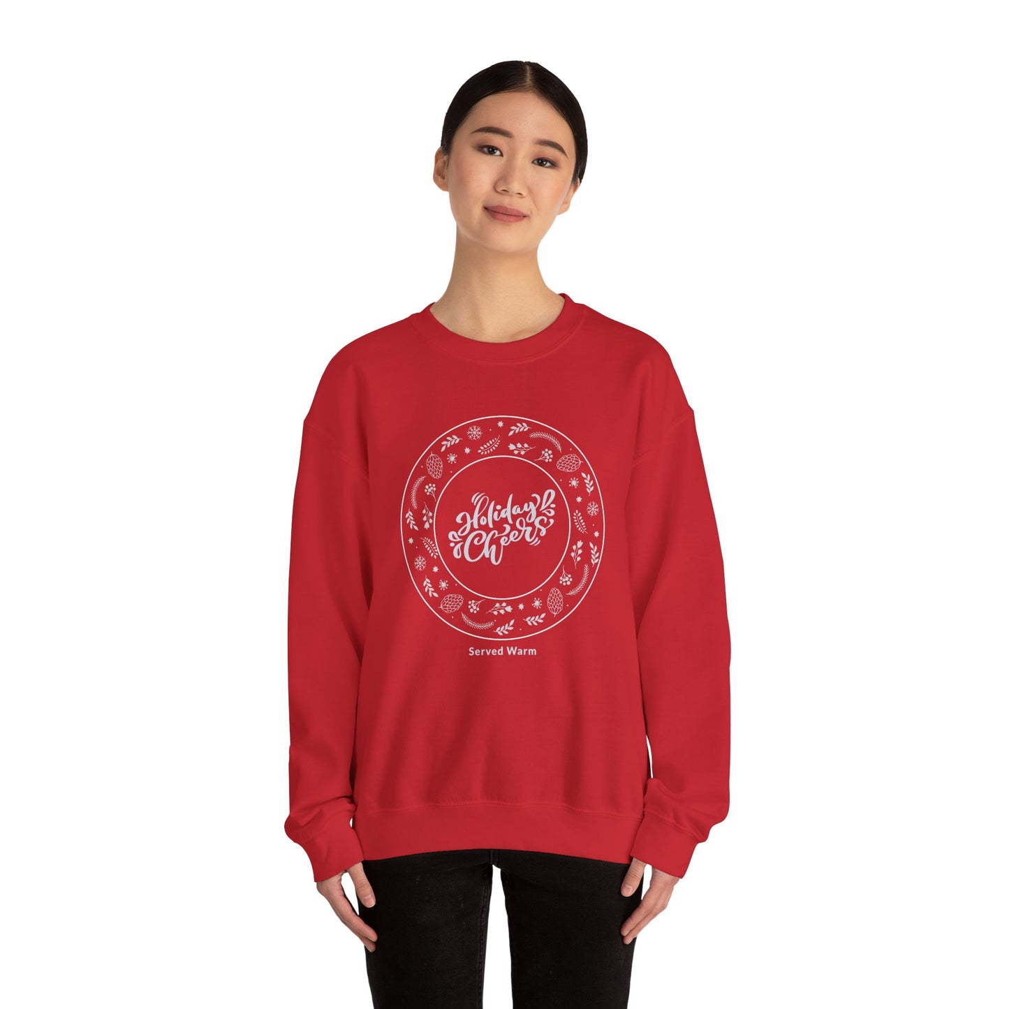 Holiday Cheers Wreath Graphic (Unisex Sizing) — Crewneck Sweatshirt