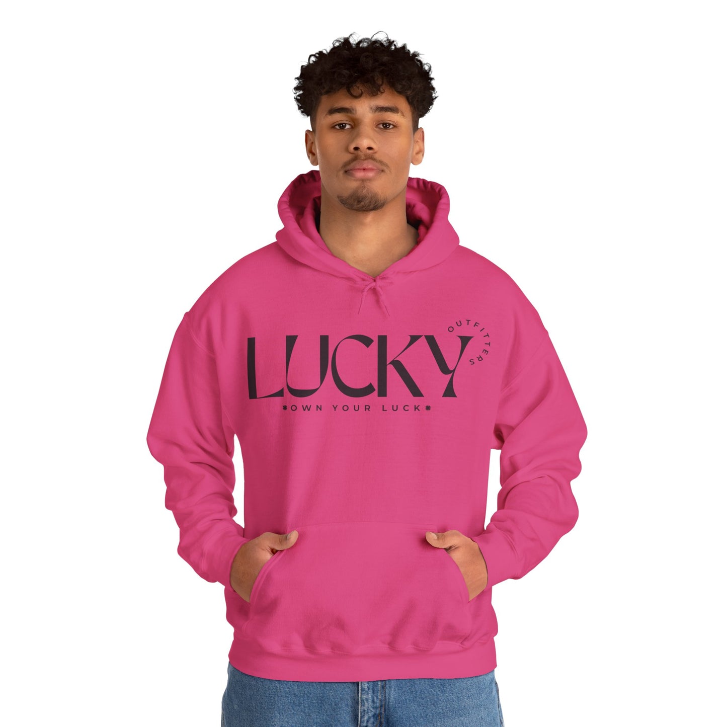 Men's Lucky Hoodie - LUCKY OUTFITTERS Dark Gray Graphic Unisex Pullover