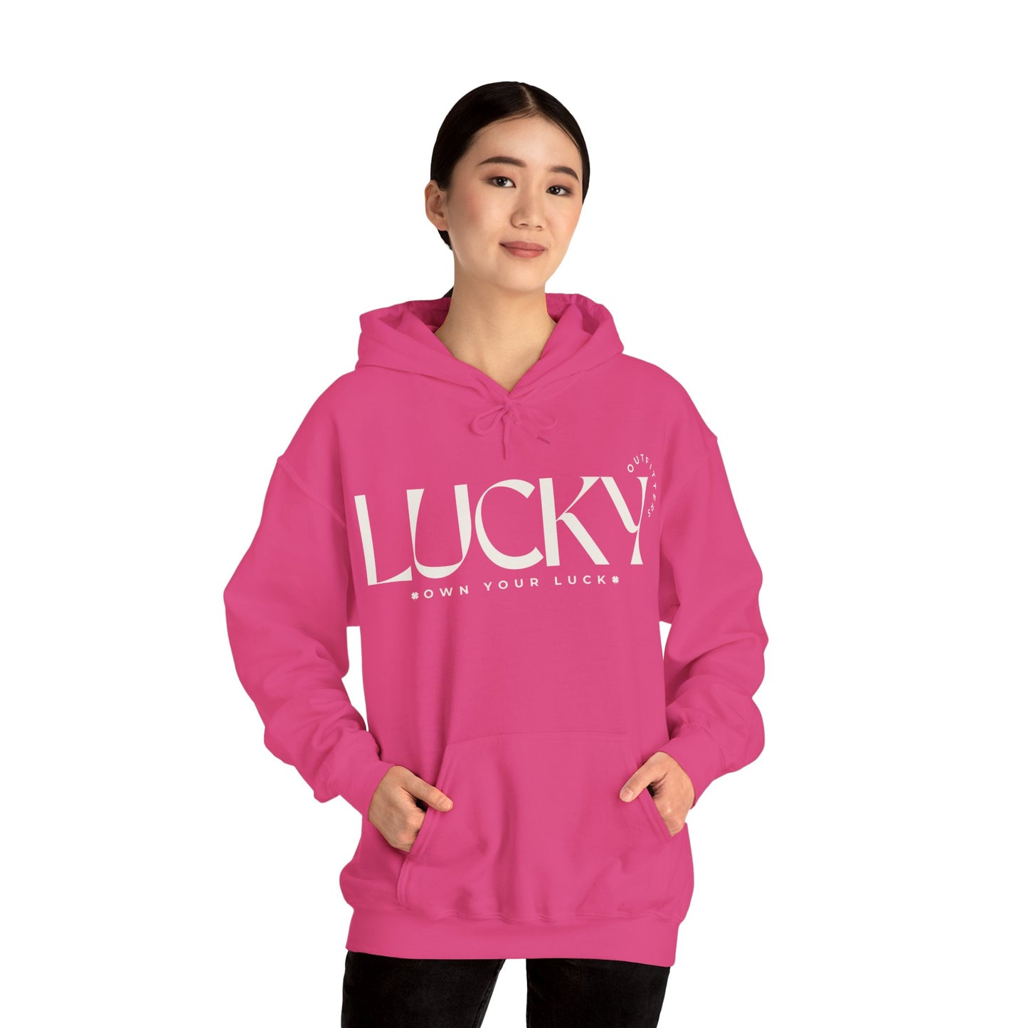 Women's Lucky Hoodie(Unisex Sizing) - LUCKY OUTFITTERS Off White Graphic Unisex Pullover