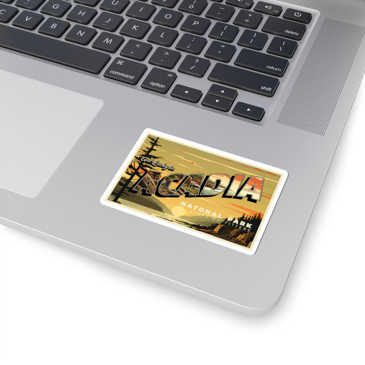 Get Lucky in Acadia National Park Retro Sunset Sticker —  Kiss-Cut Decal