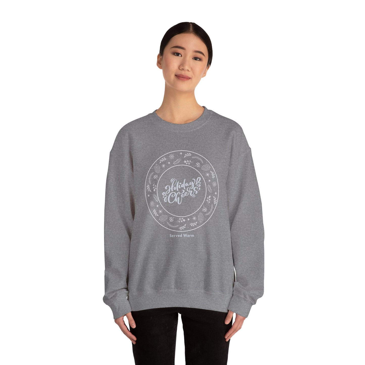 Holiday Cheers Wreath Graphic (Unisex Sizing) — Crewneck Sweatshirt
