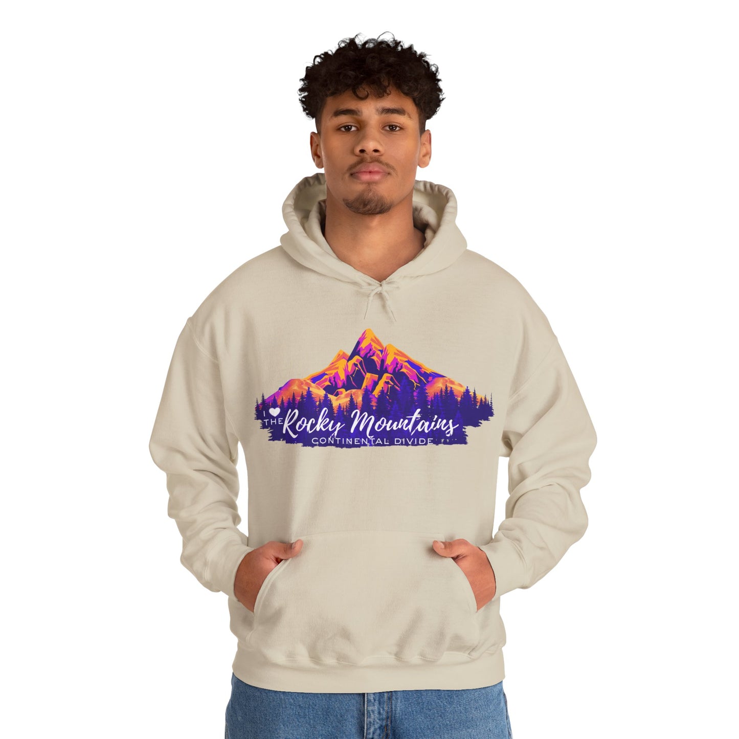 Men's “I Love the Rocky Mountains” Hoodie  — Scenic Mountain Graphic Pullover