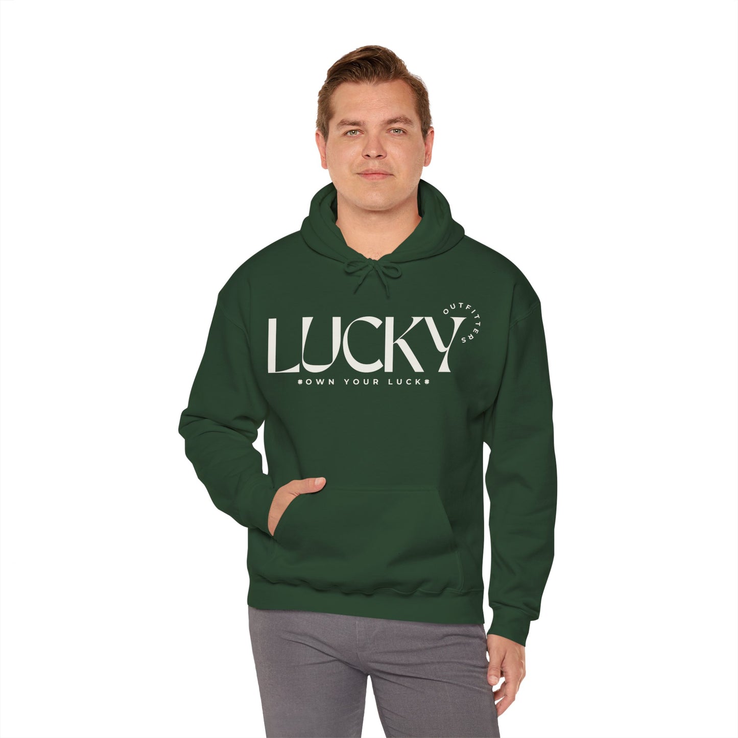 Men's Lucky Hoodie - LUCKY Outfitters Off White Graphic Unisex Pullover