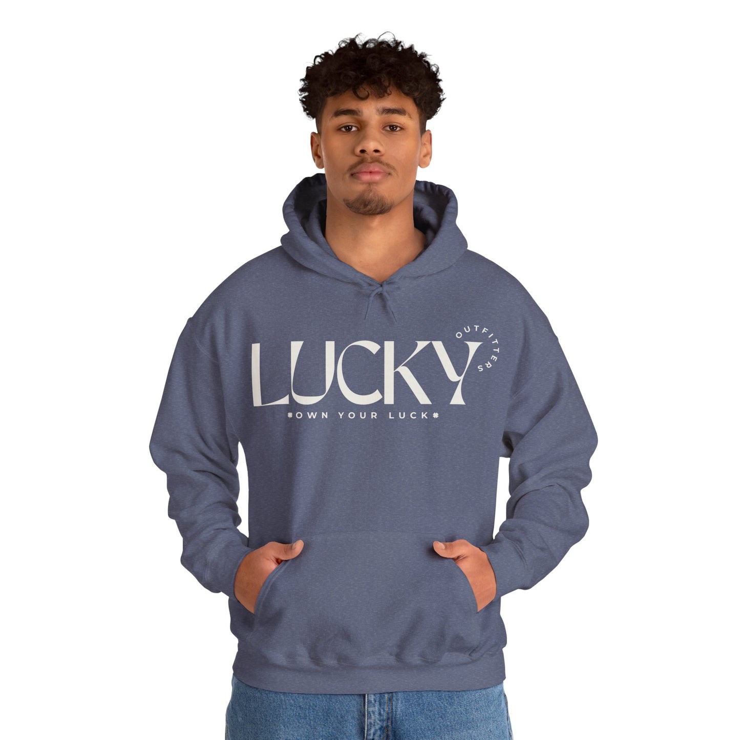 Men's Lucky Hoodie - LUCKY Outfitters Off White Graphic Unisex Pullover