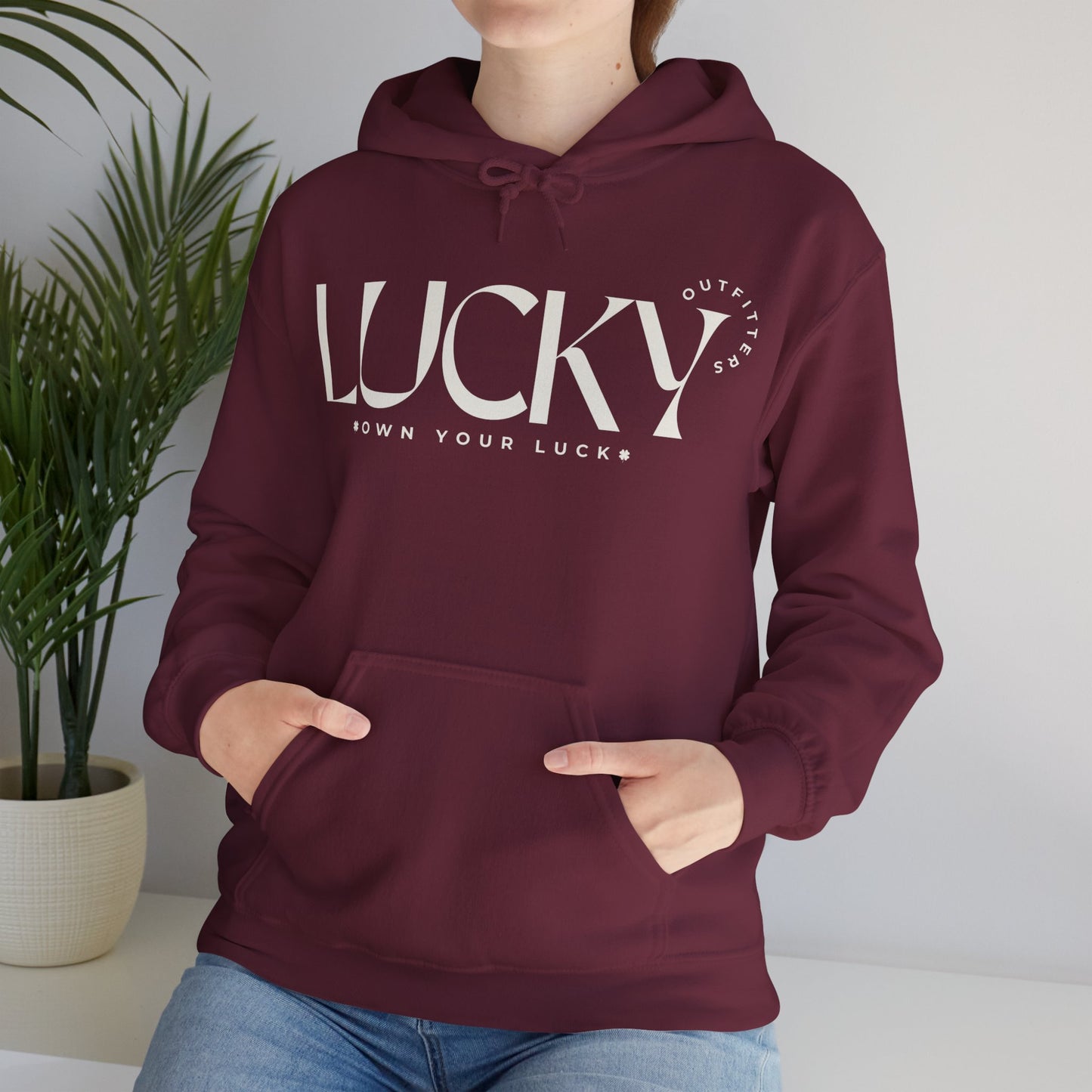 Women's Lucky Hoodie(Unisex Sizing) - LUCKY OUTFITTERS Off White Graphic Unisex Pullover
