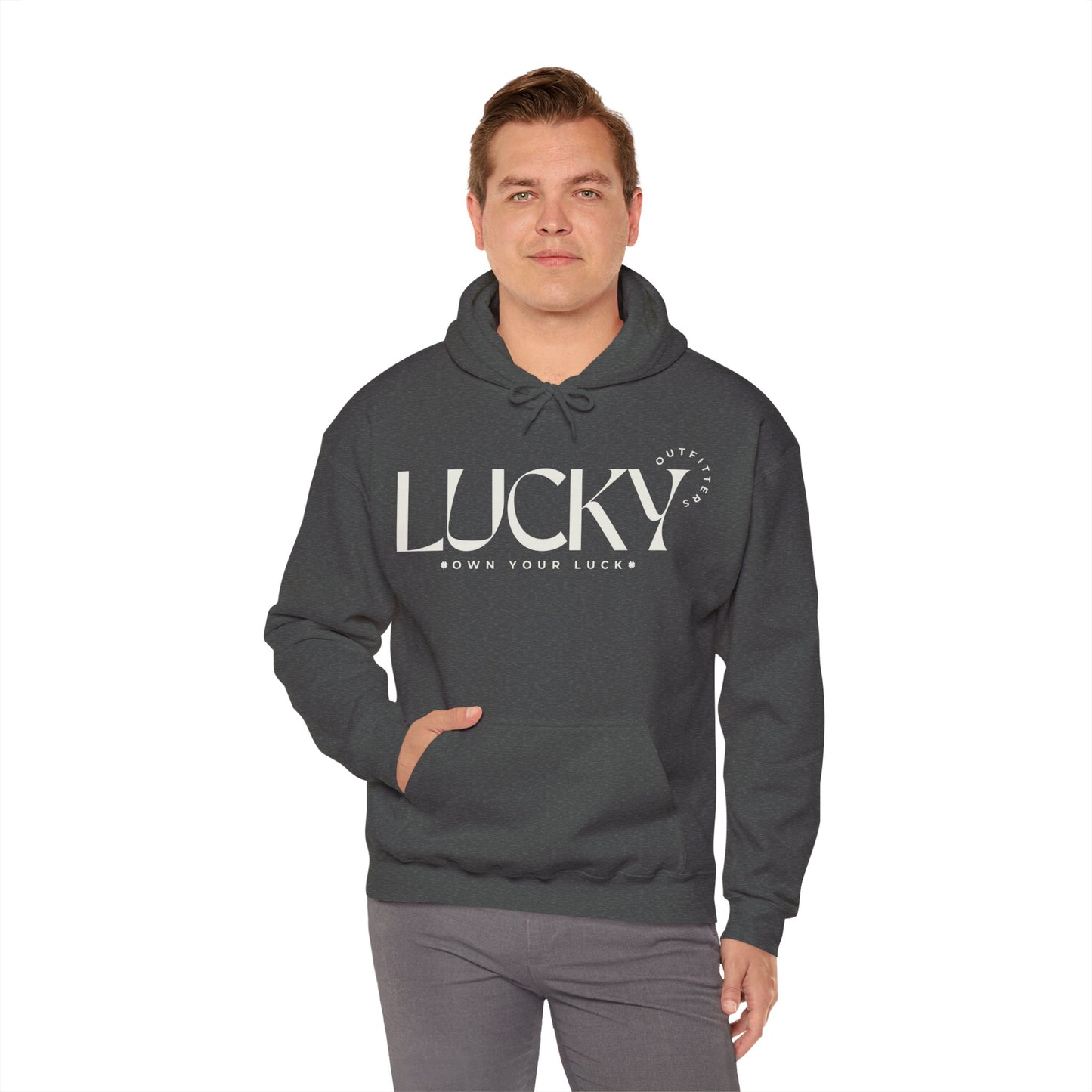 Men's Lucky Hoodie - LUCKY Outfitters Off White Graphic Unisex Pullover