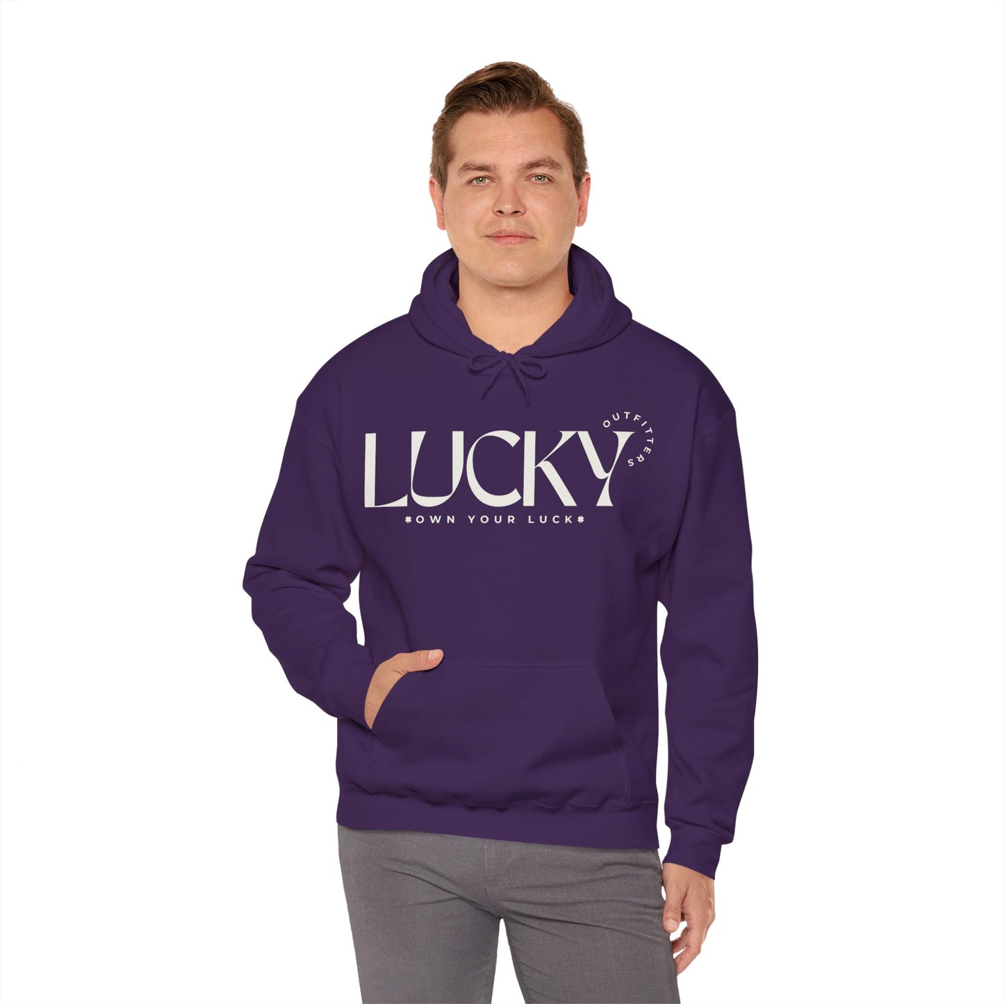 Men's Lucky Hoodie - LUCKY Outfitters Off White Graphic Unisex Pullover