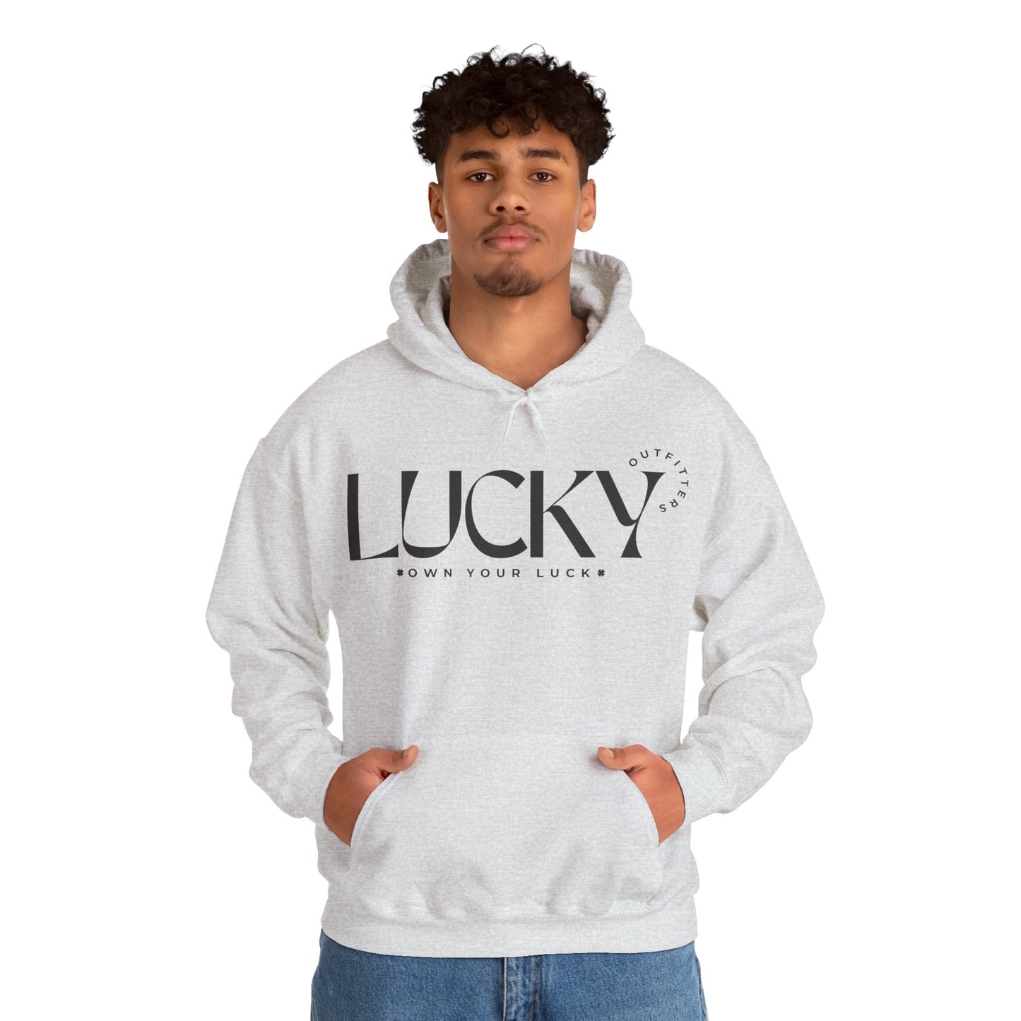 Men's Lucky Hoodie - LUCKY OUTFITTERS Dark Gray Graphic Unisex Pullover