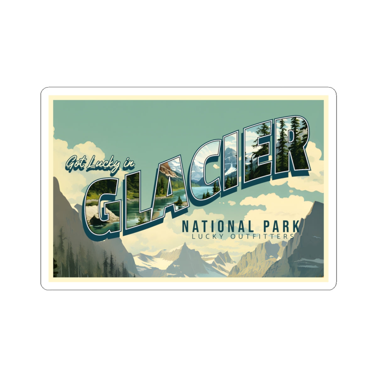 Get Lucky in Glacier National Park Vintage - Kiss-Cut Sticker