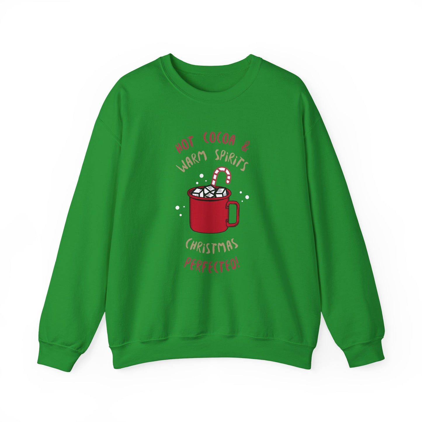 Christmas Hot Cocoa Sweatshirt (Unisex Sizing) — "Hot Cocoa & Warm Spirits, Christmas Perfection" Cozy Holiday Crewneck