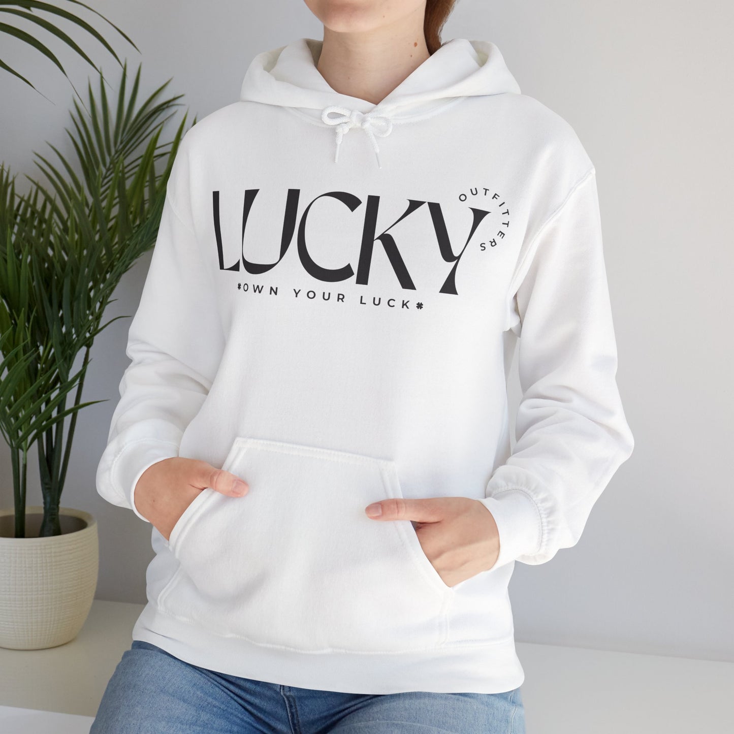 Women's Lucky Hoodie (Unisex Sizing) - LUCKY OUTFITTERS Dark Gray Graphic Pullover