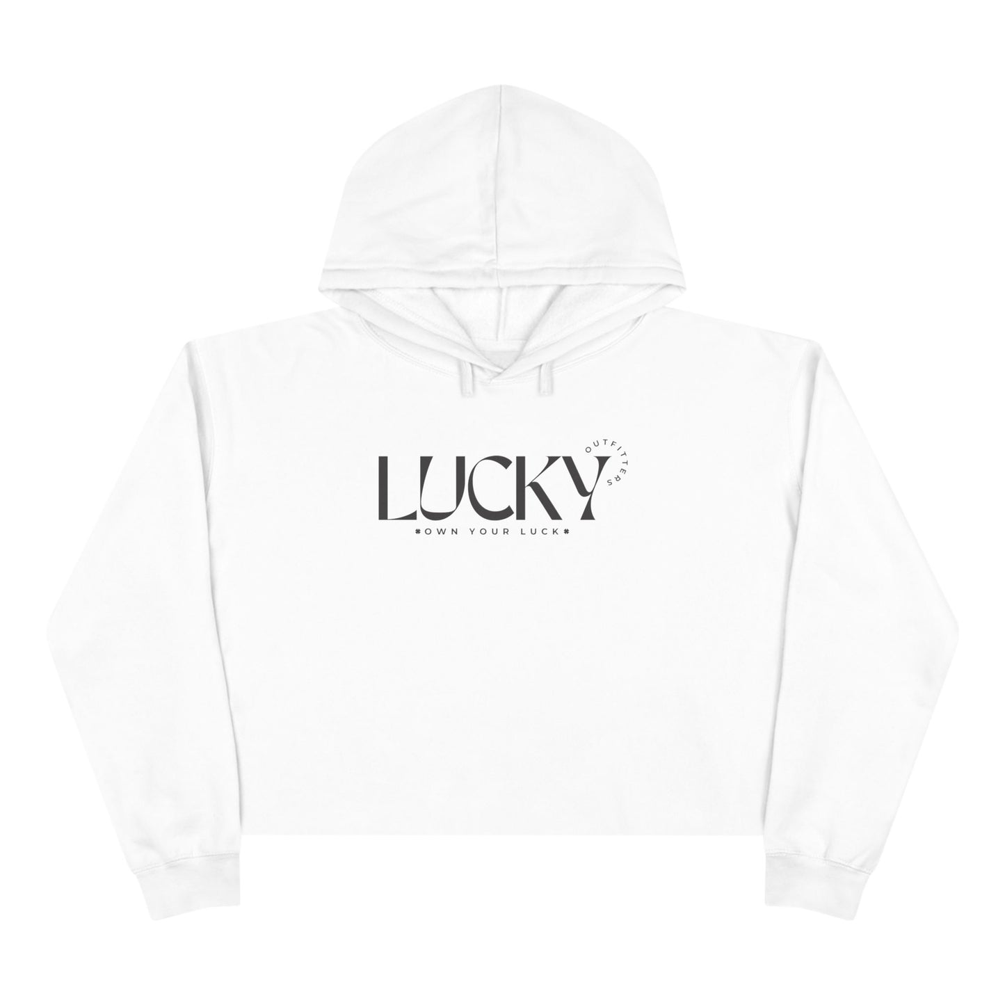 Women's Lucky Outfitters Crop Hoodie — Black logo