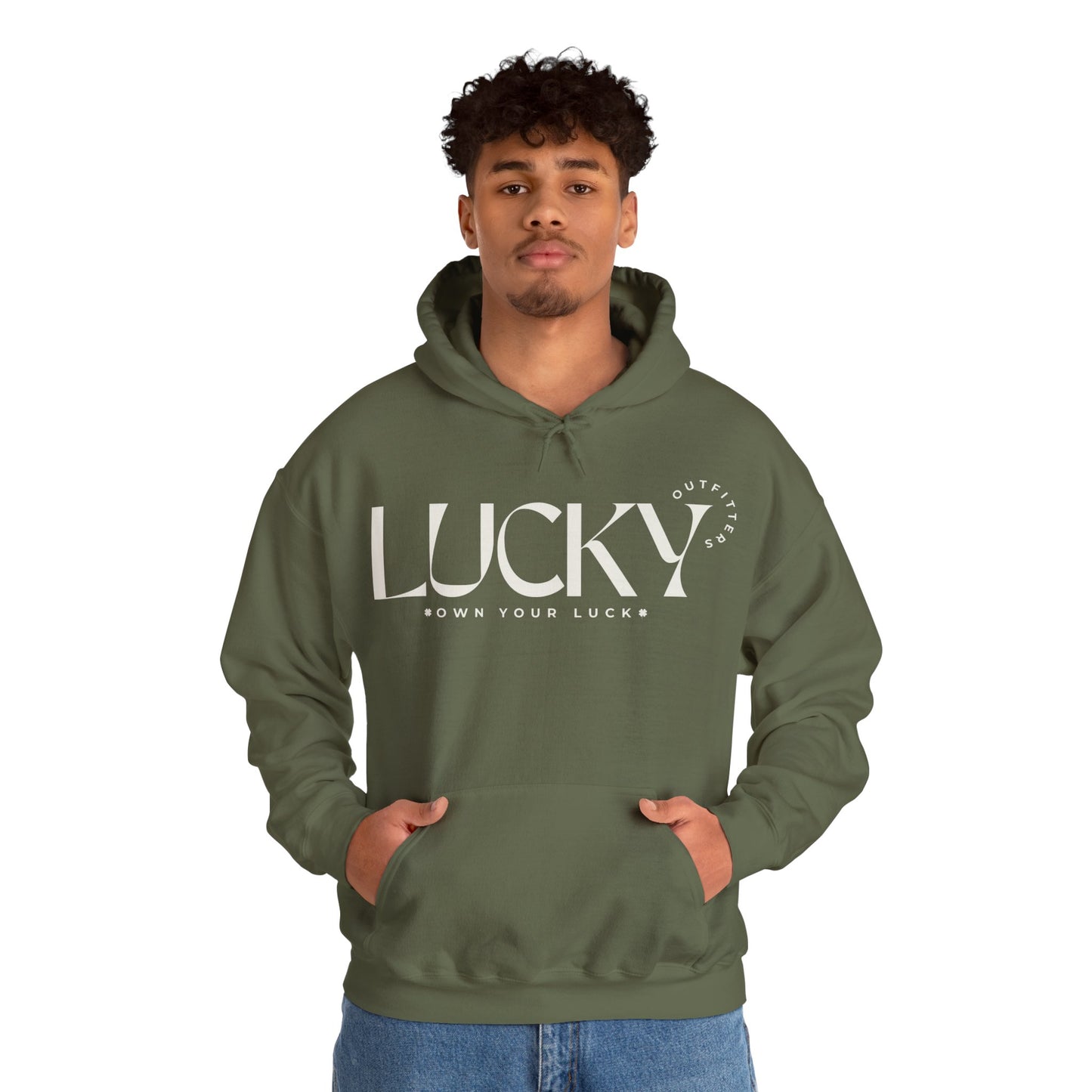 Men's Lucky Hoodie - LUCKY Outfitters Off White Graphic Unisex Pullover