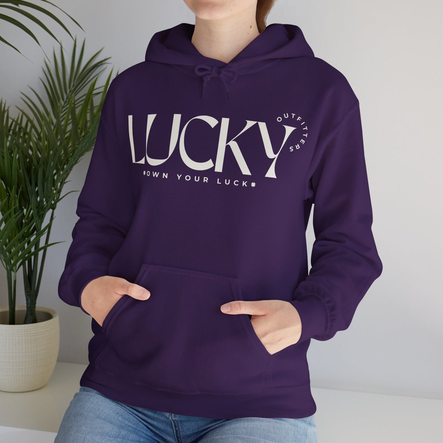 Women's Lucky Hoodie(Unisex Sizing) - LUCKY OUTFITTERS Off White Graphic Unisex Pullover