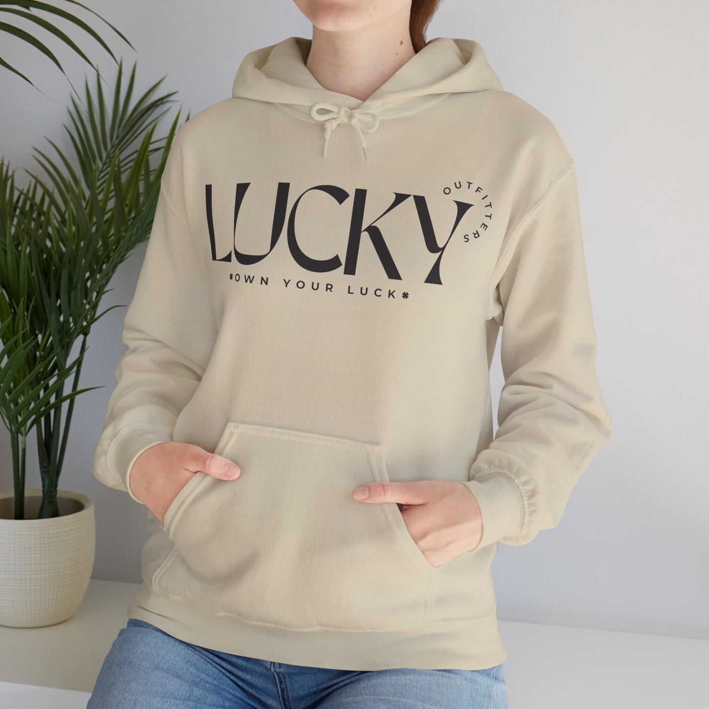 Women's Lucky Hoodie (Unisex Sizing) - LUCKY OUTFITTERS Dark Gray Graphic Pullover