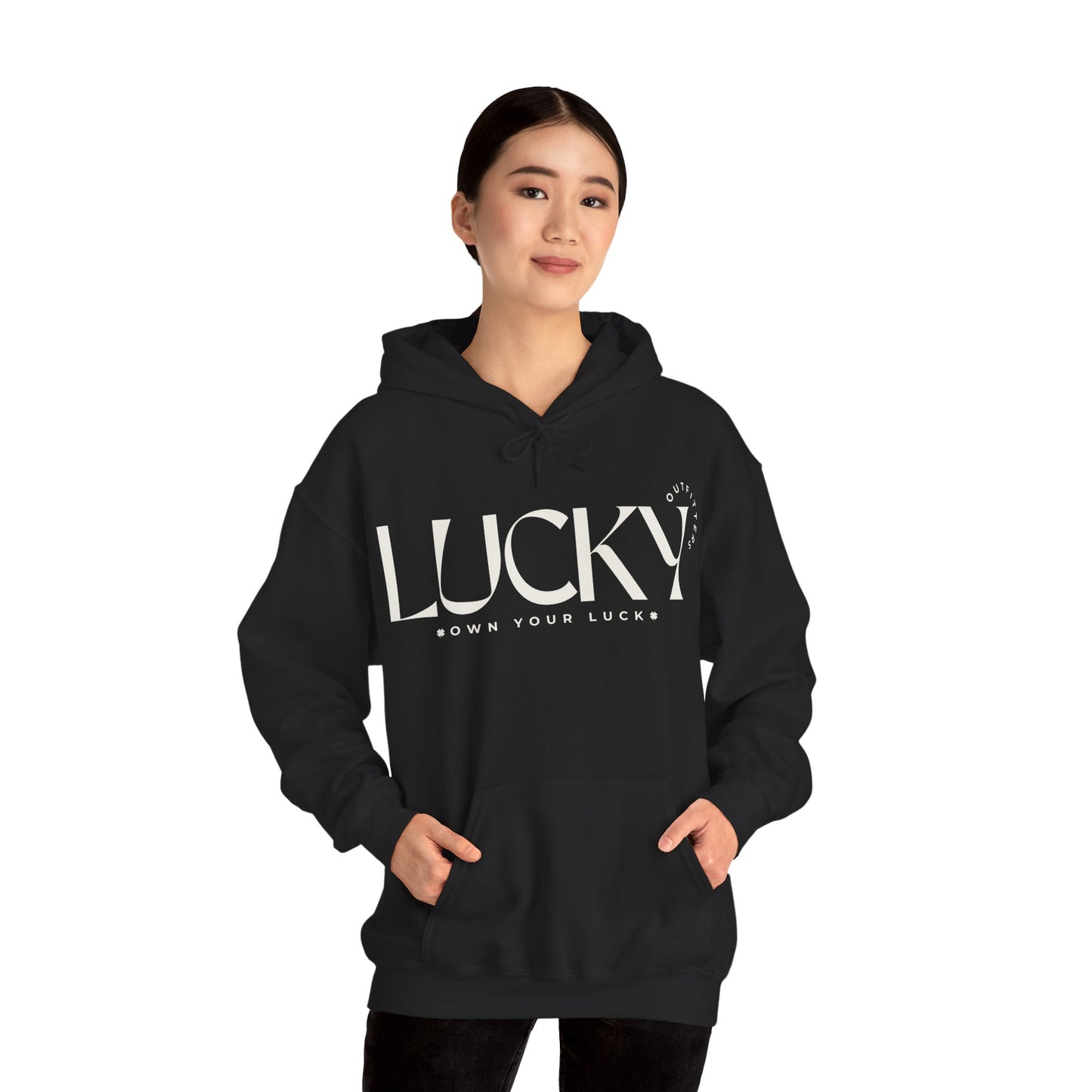 Women's Lucky Hoodie(Unisex Sizing) - LUCKY OUTFITTERS Off White Graphic Unisex Pullover