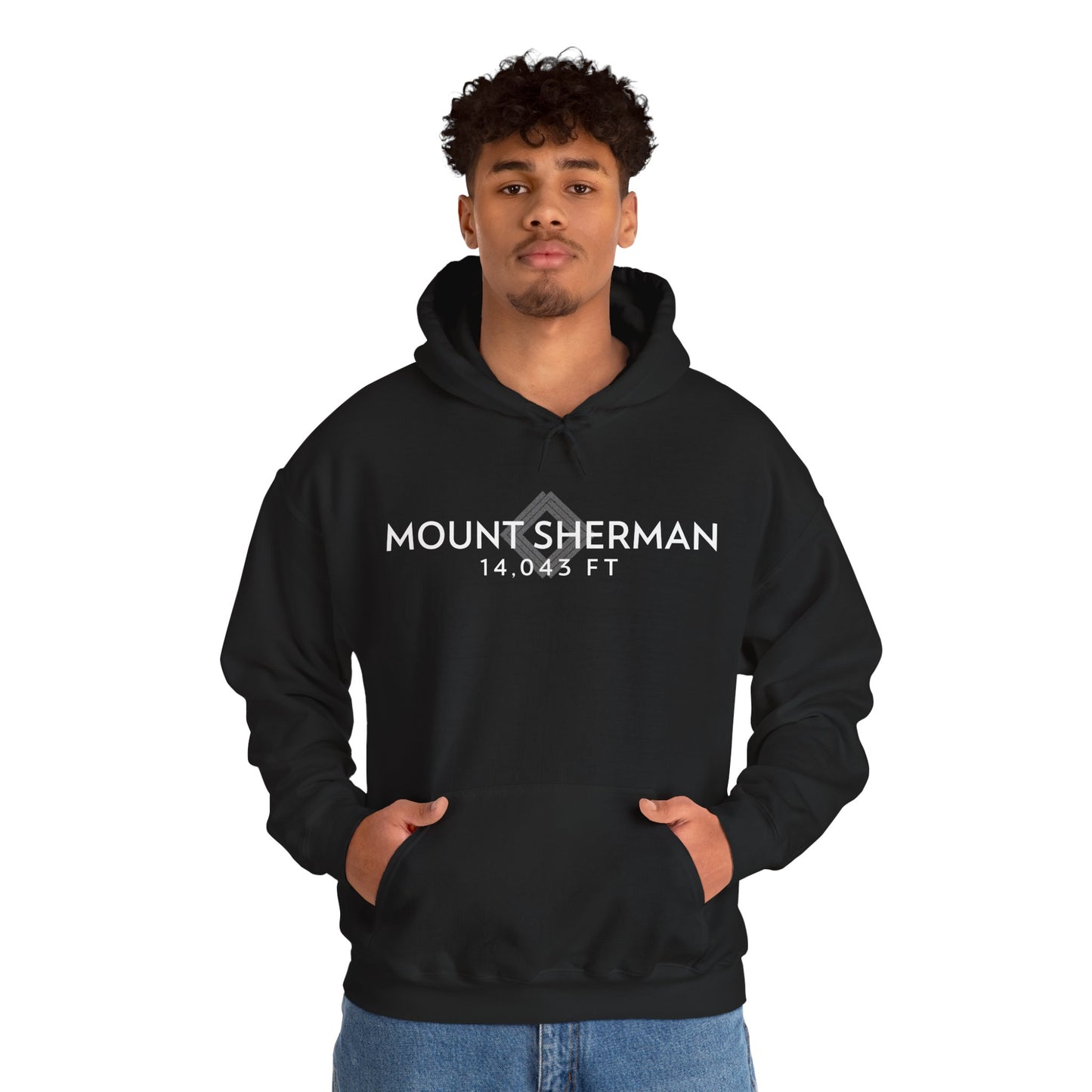 Men's Mount Sherman 14,043 ft Summit Hoodie - 14ER SUMMIT SERIES - Souvenir Pullover by Lucky Outfitters