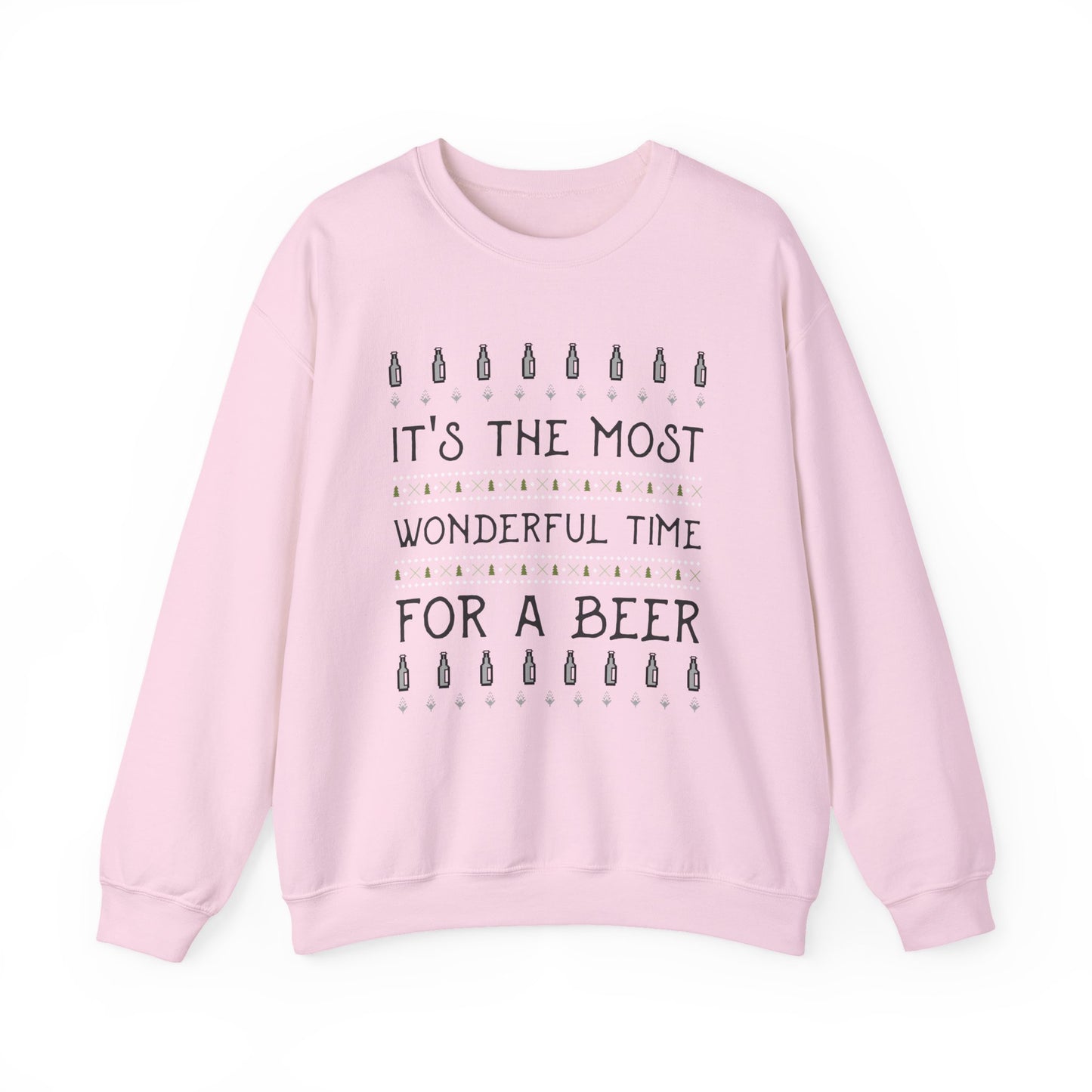 Beer Holiday Sweatshirt (Unisex Sizing) — "It's the Most Wonderful Time for a Beer" Cozy Crewneck
