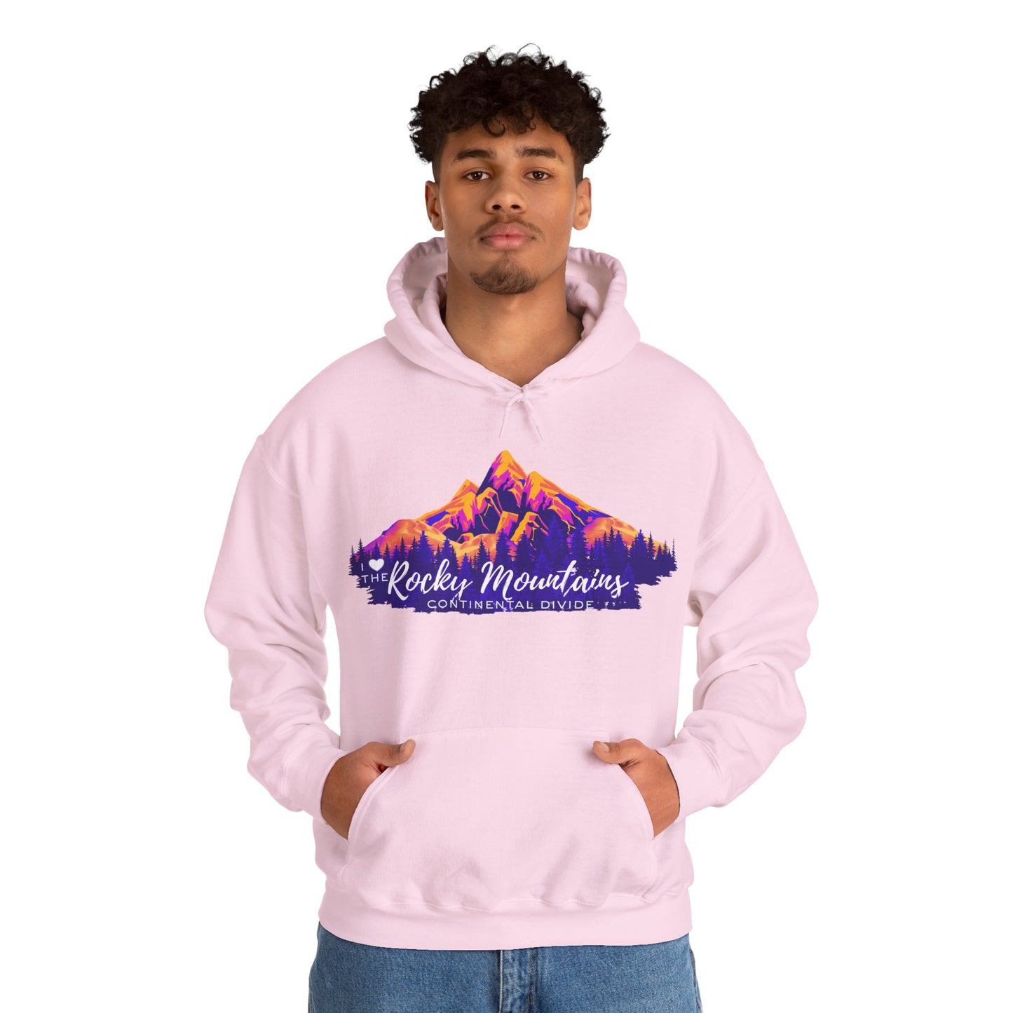 Men's “I Love the Rocky Mountains” Hoodie  — Scenic Mountain Graphic Pullover