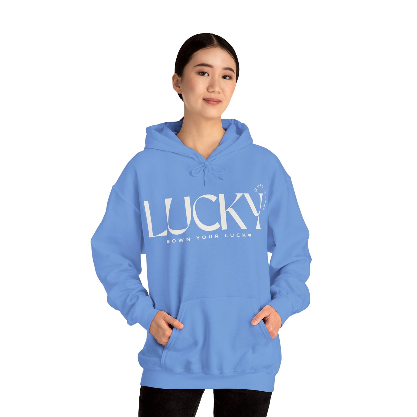 Women's Lucky Hoodie(Unisex Sizing) - LUCKY OUTFITTERS Off White Graphic Unisex Pullover