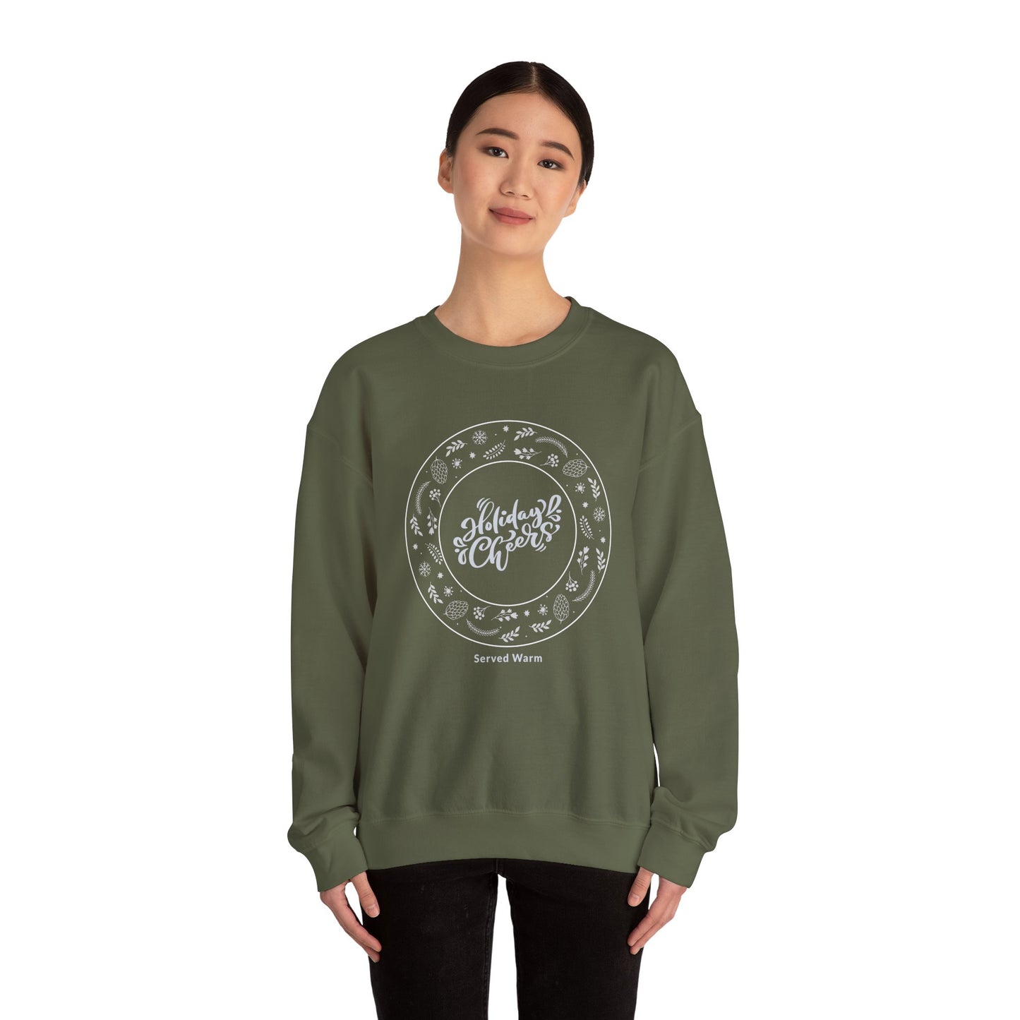 Holiday Cheers Wreath Graphic (Unisex Sizing) — Crewneck Sweatshirt