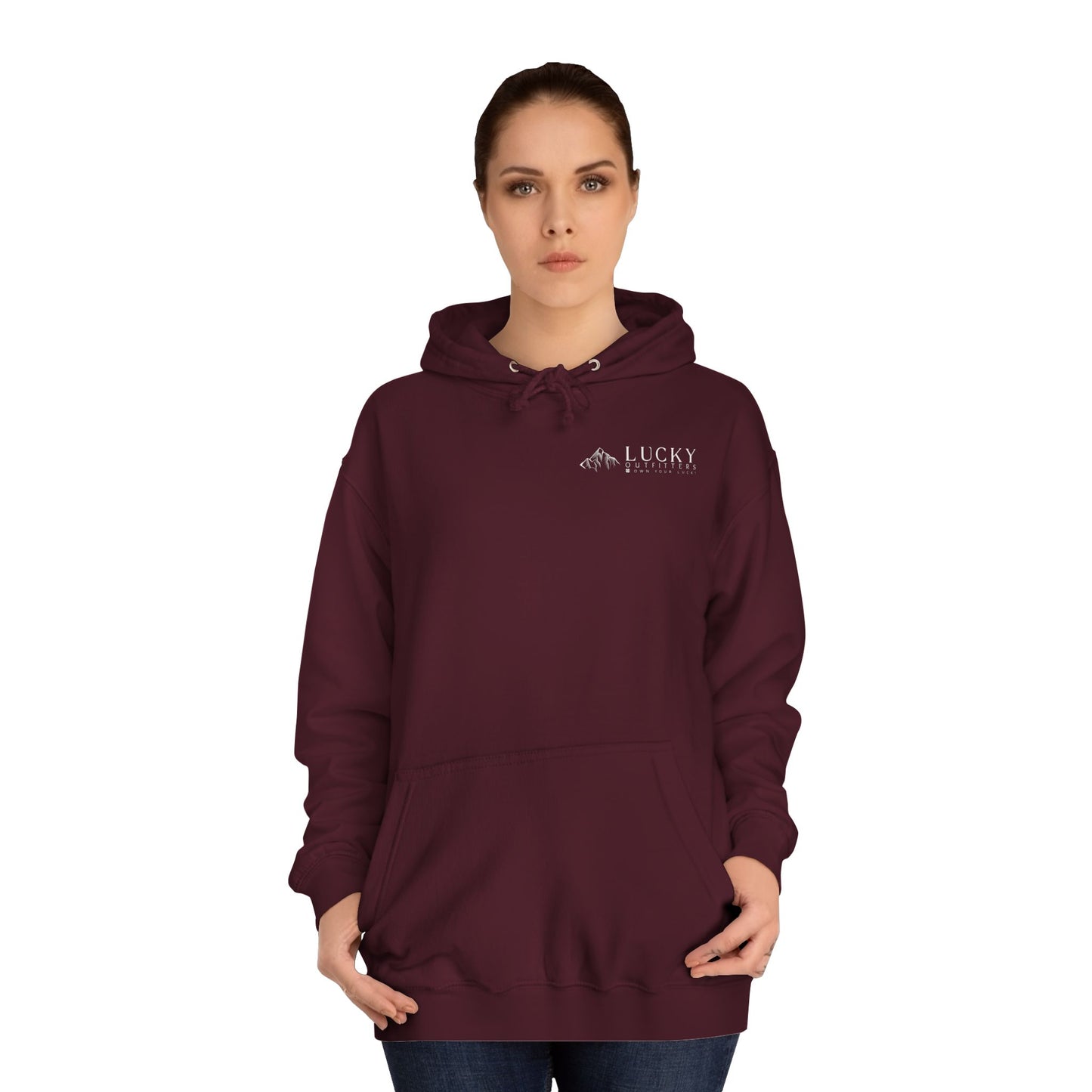 Women's Lucky Mountain Hoodie (Unisex Sizing) — Minimal Outdoor Graphic Pullover
